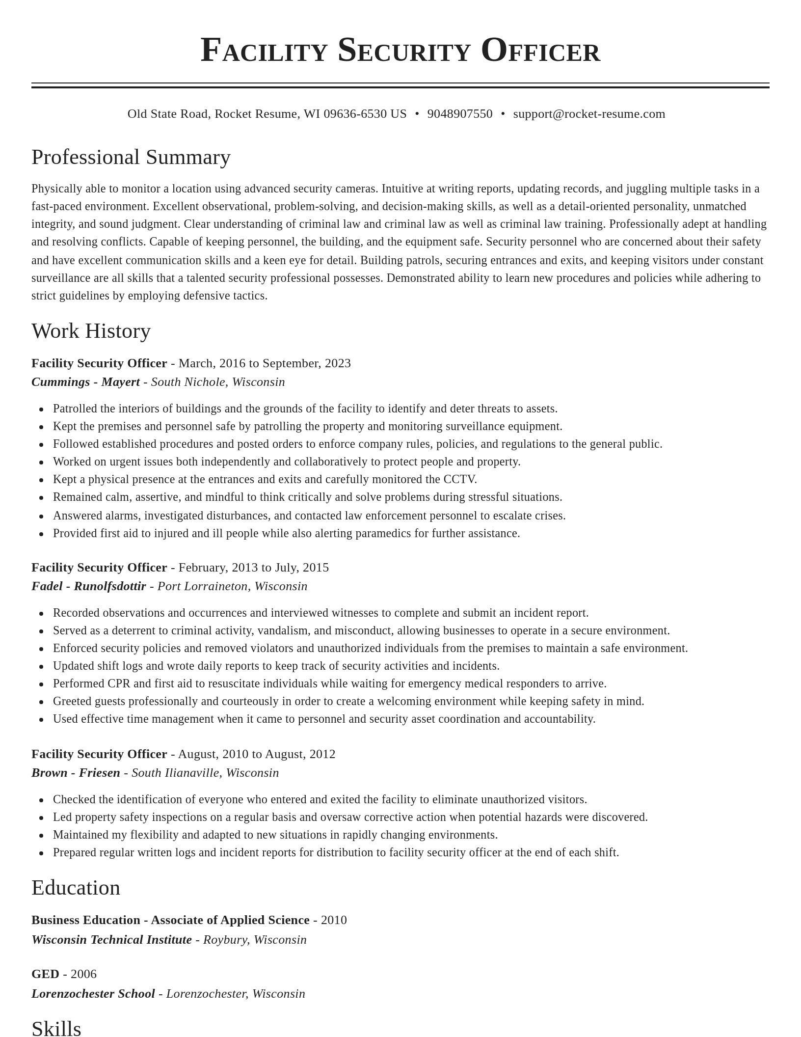 Classic resume template