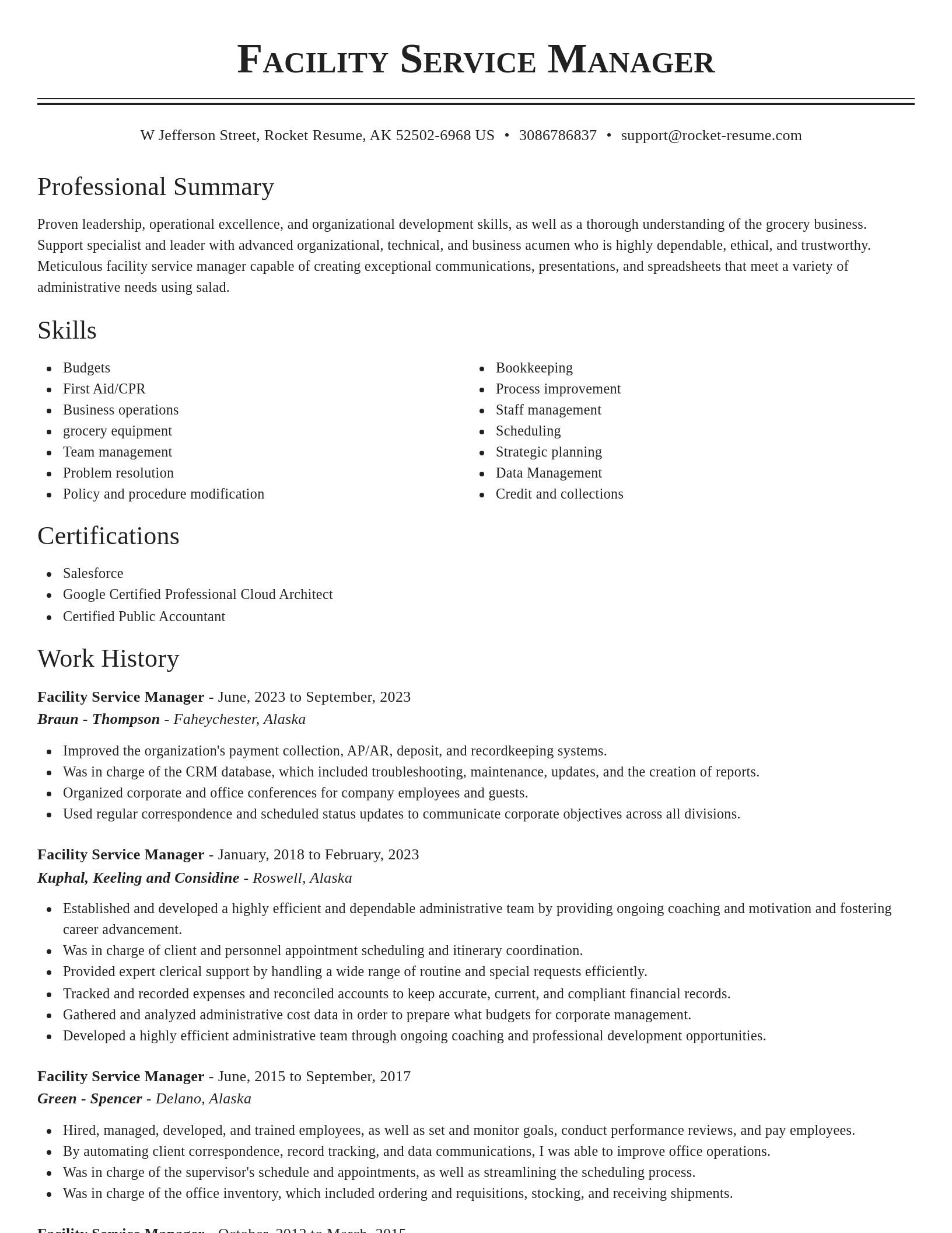 Classic resume template