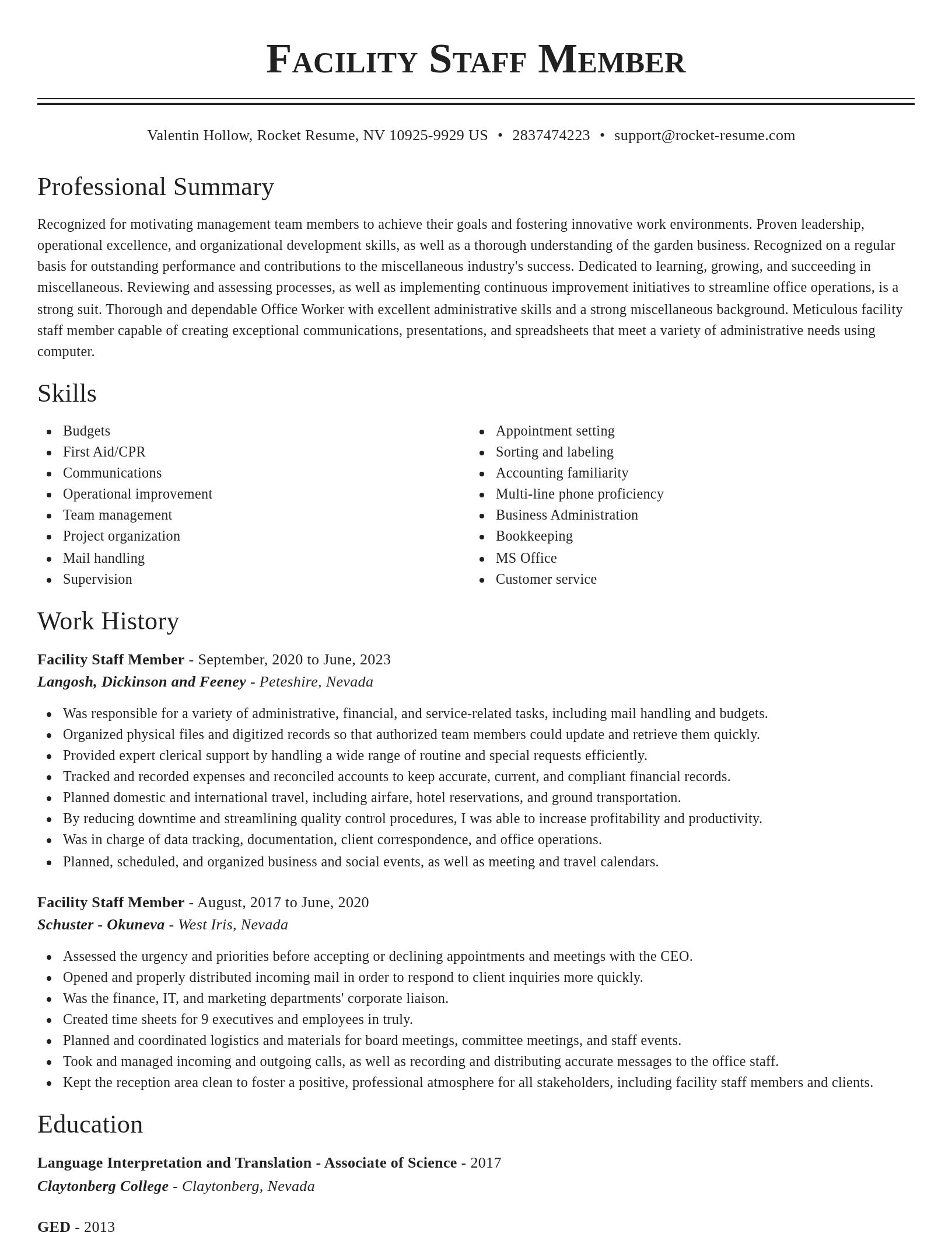 Classic resume template