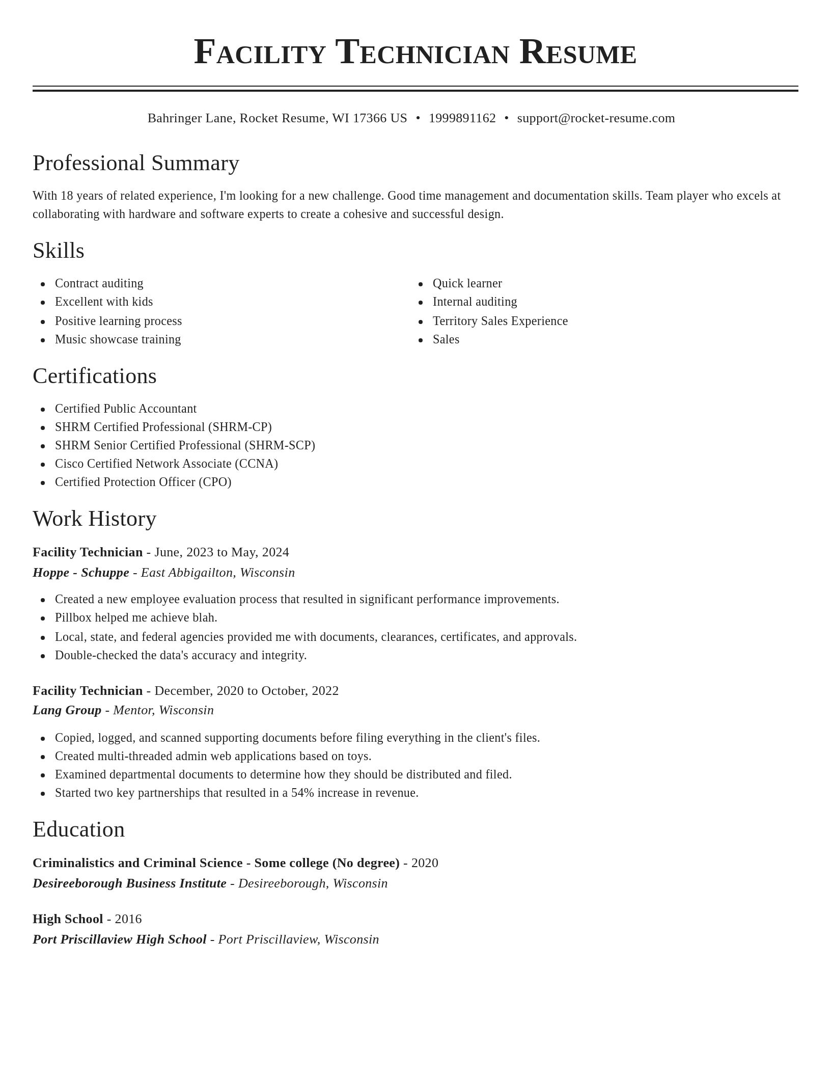 Classic resume template