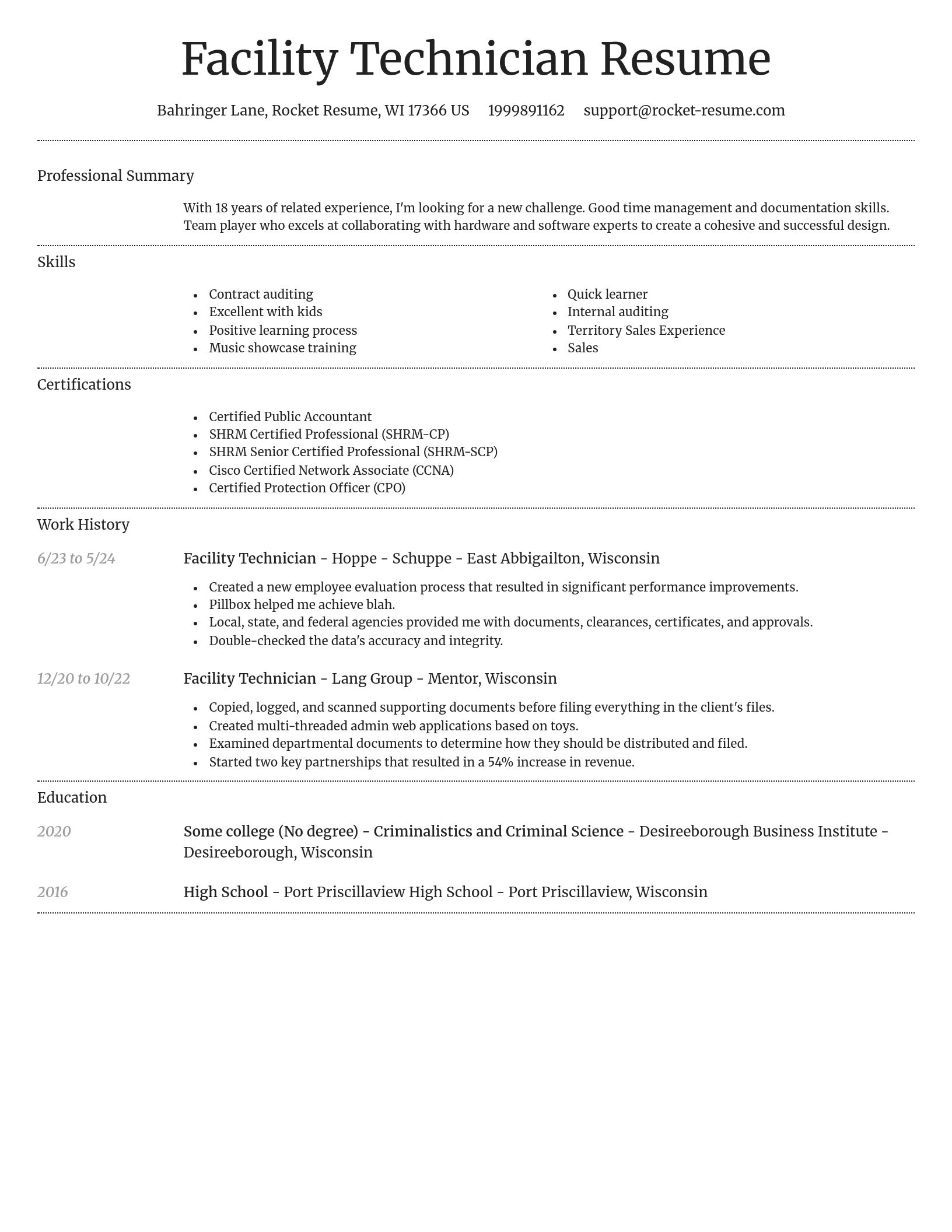 Dignified resume template