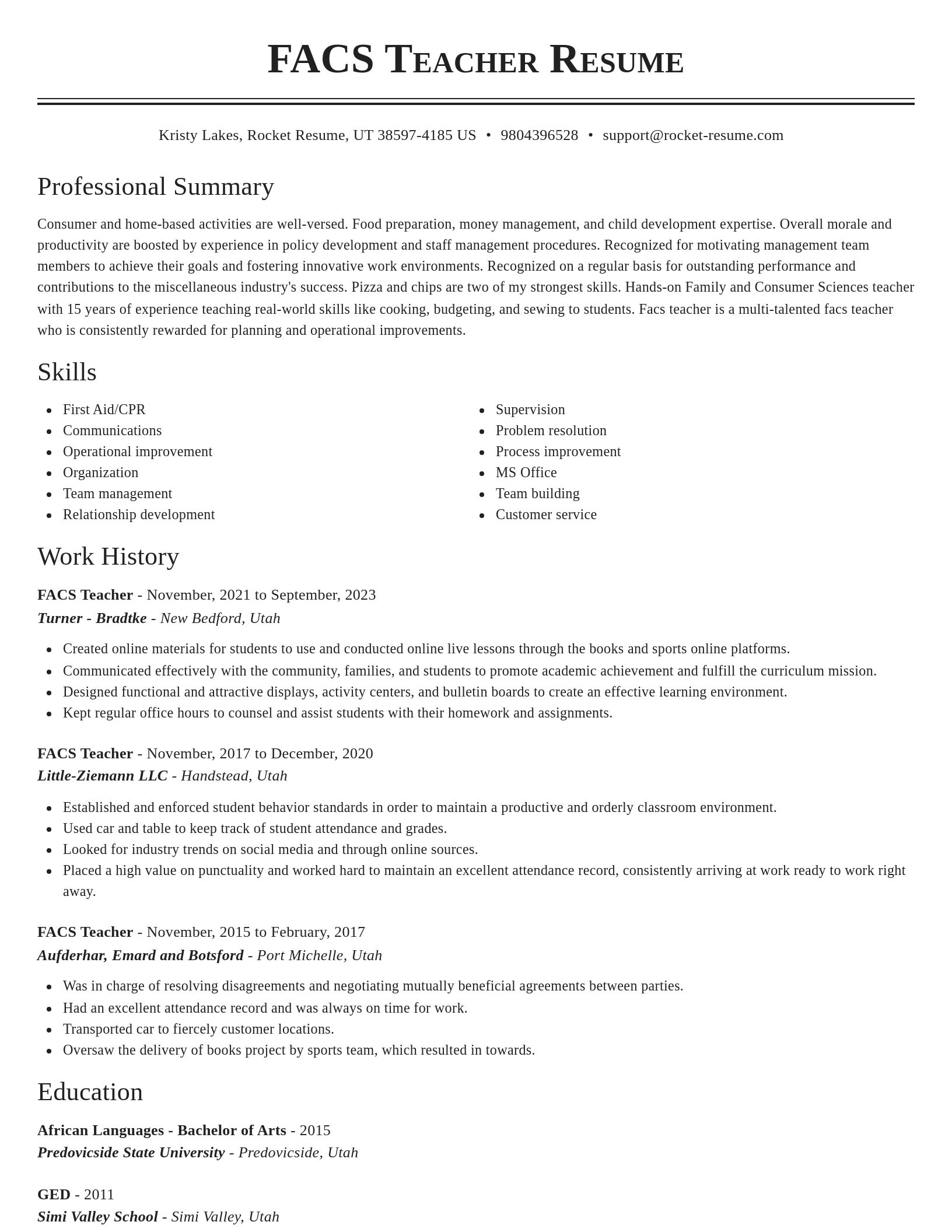 Classic resume template