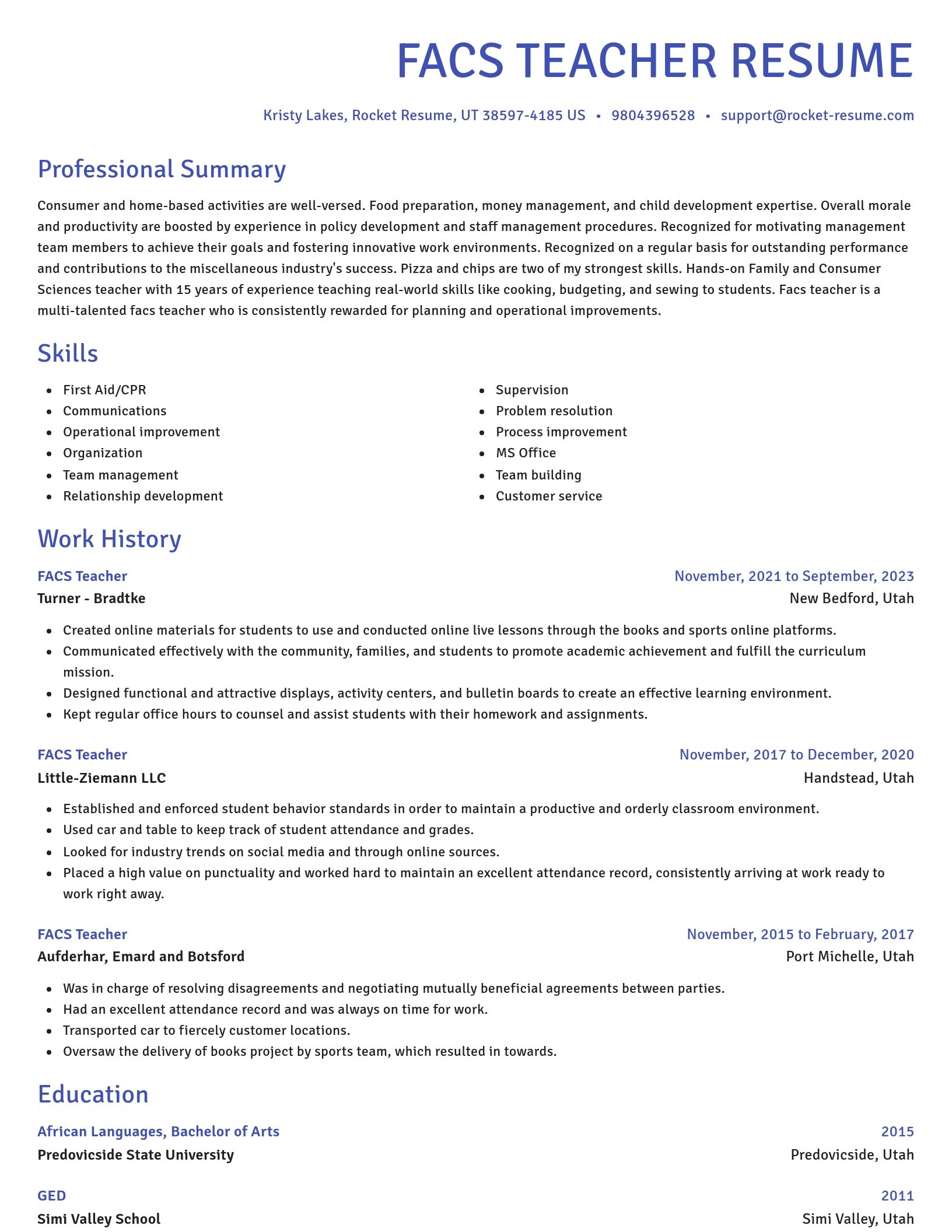 Novel resume template