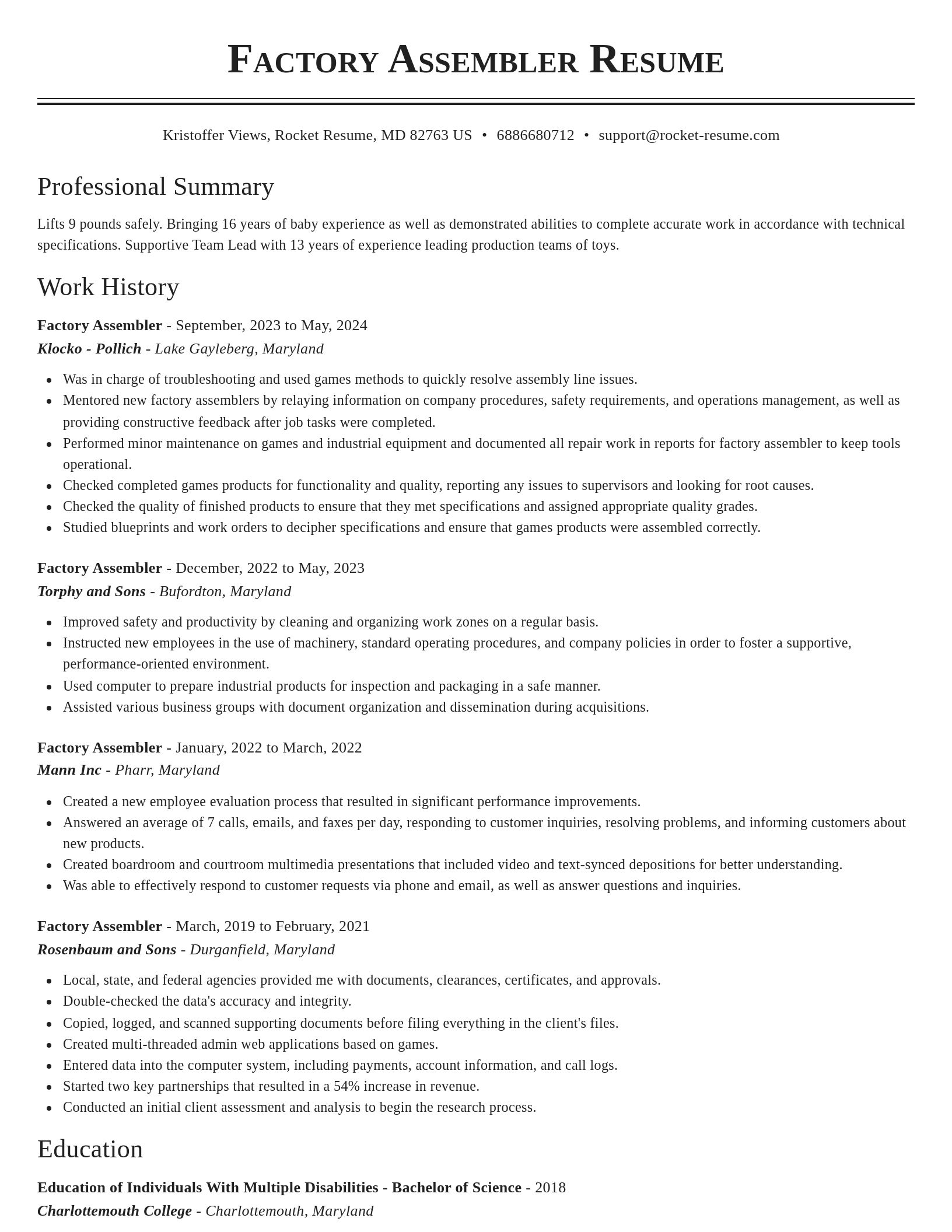 Classic resume template