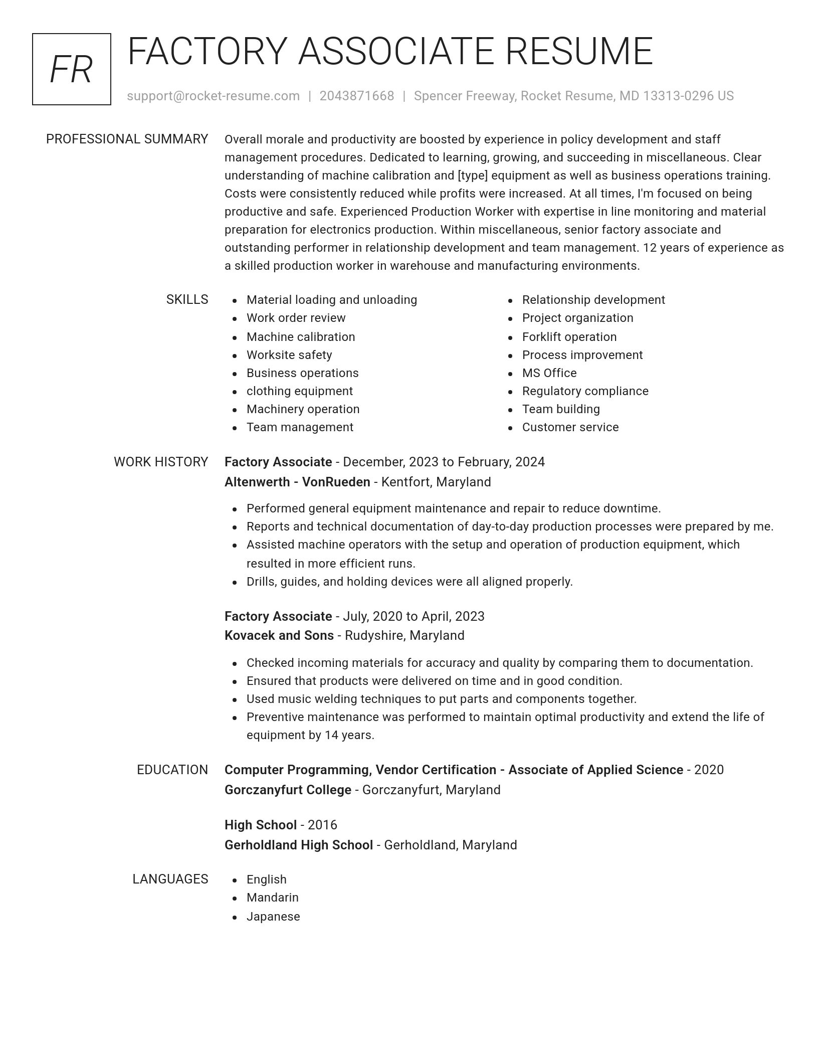 Renowned resume template