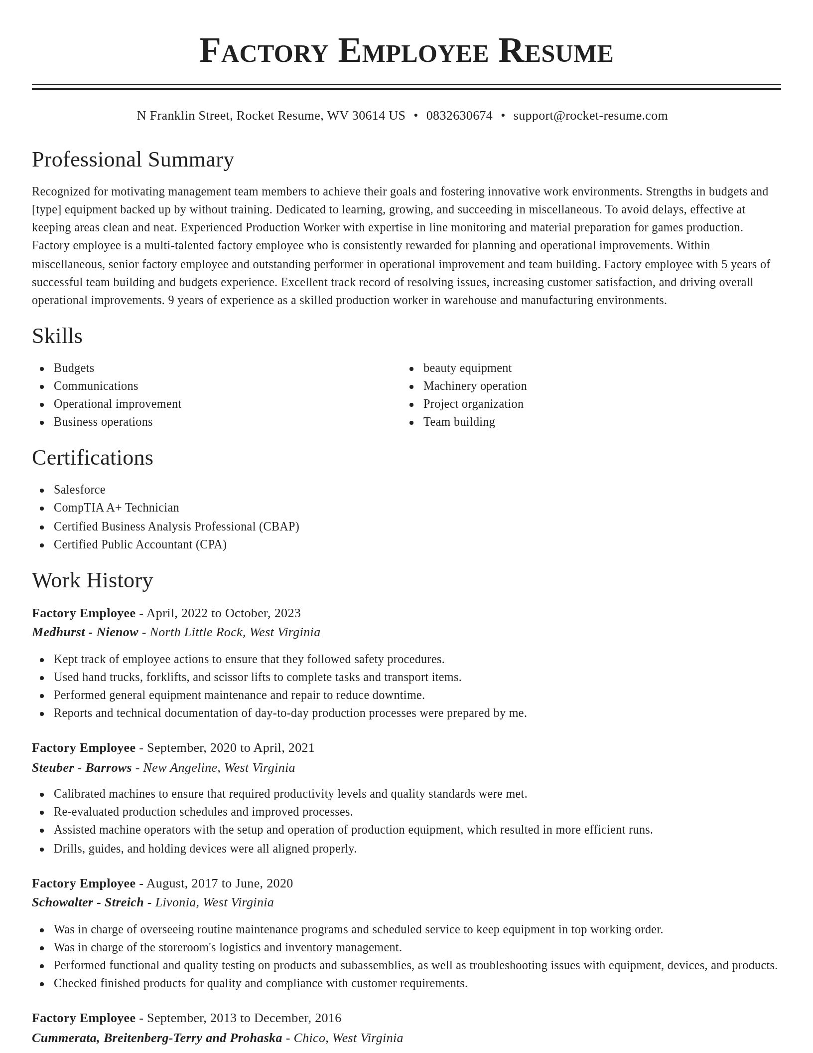 Classic resume template
