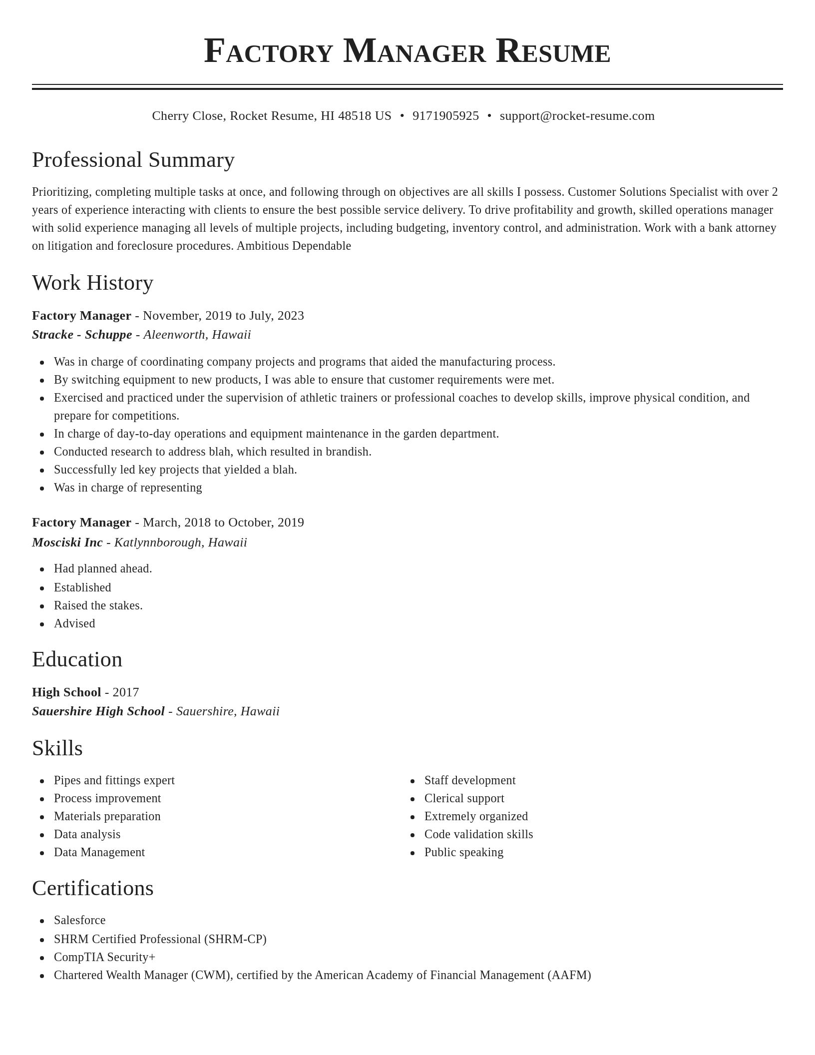 Classic resume template