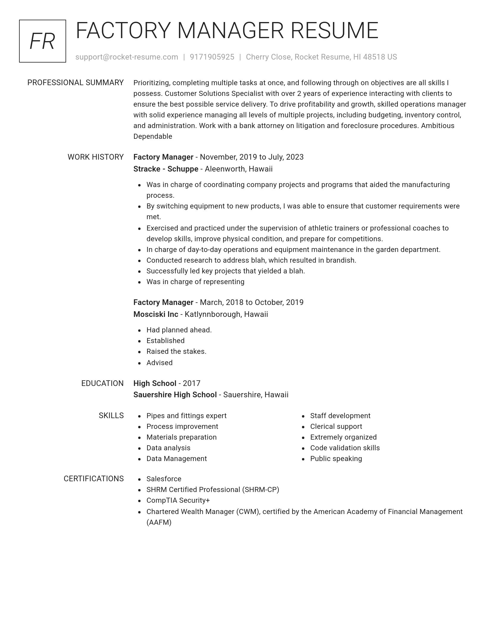 Renowned resume template