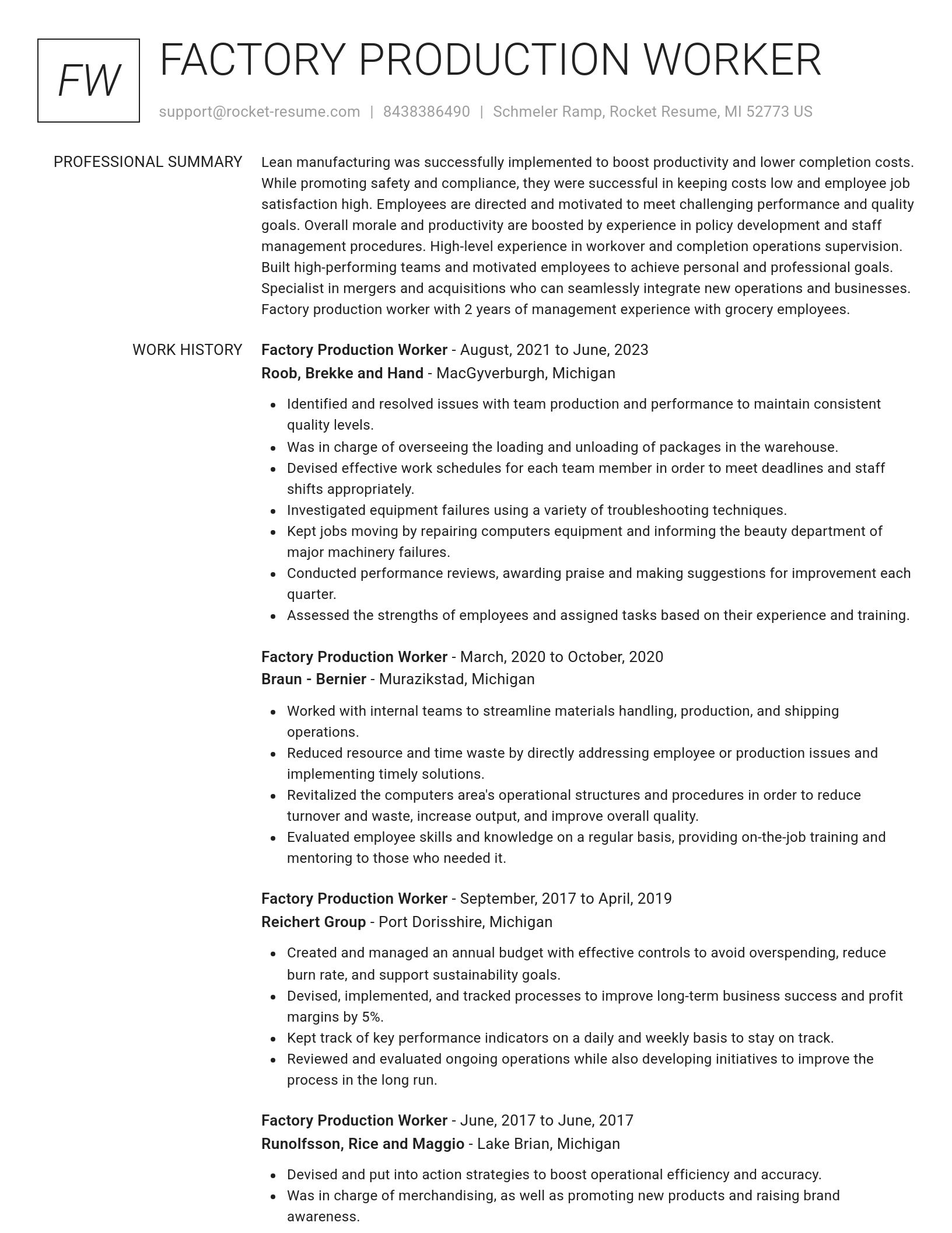 Renowned resume template