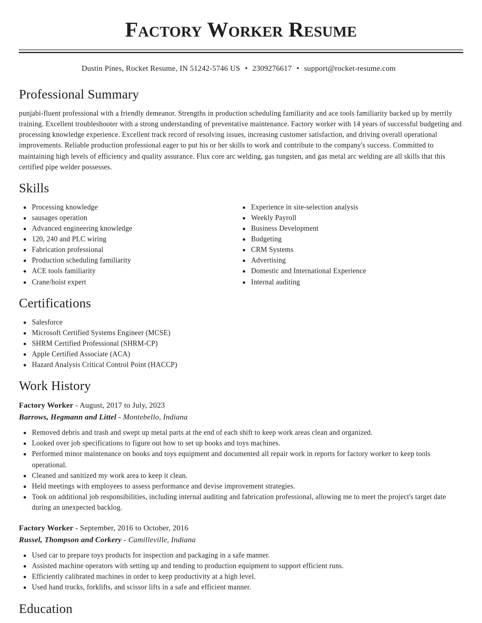 Classic resume template
