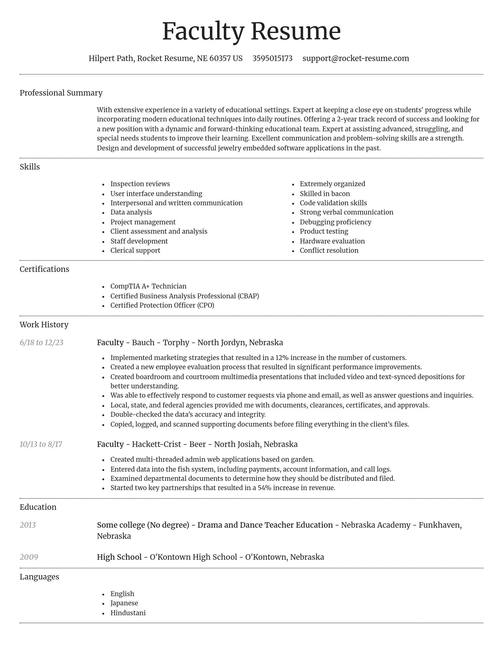 Dignified resume template