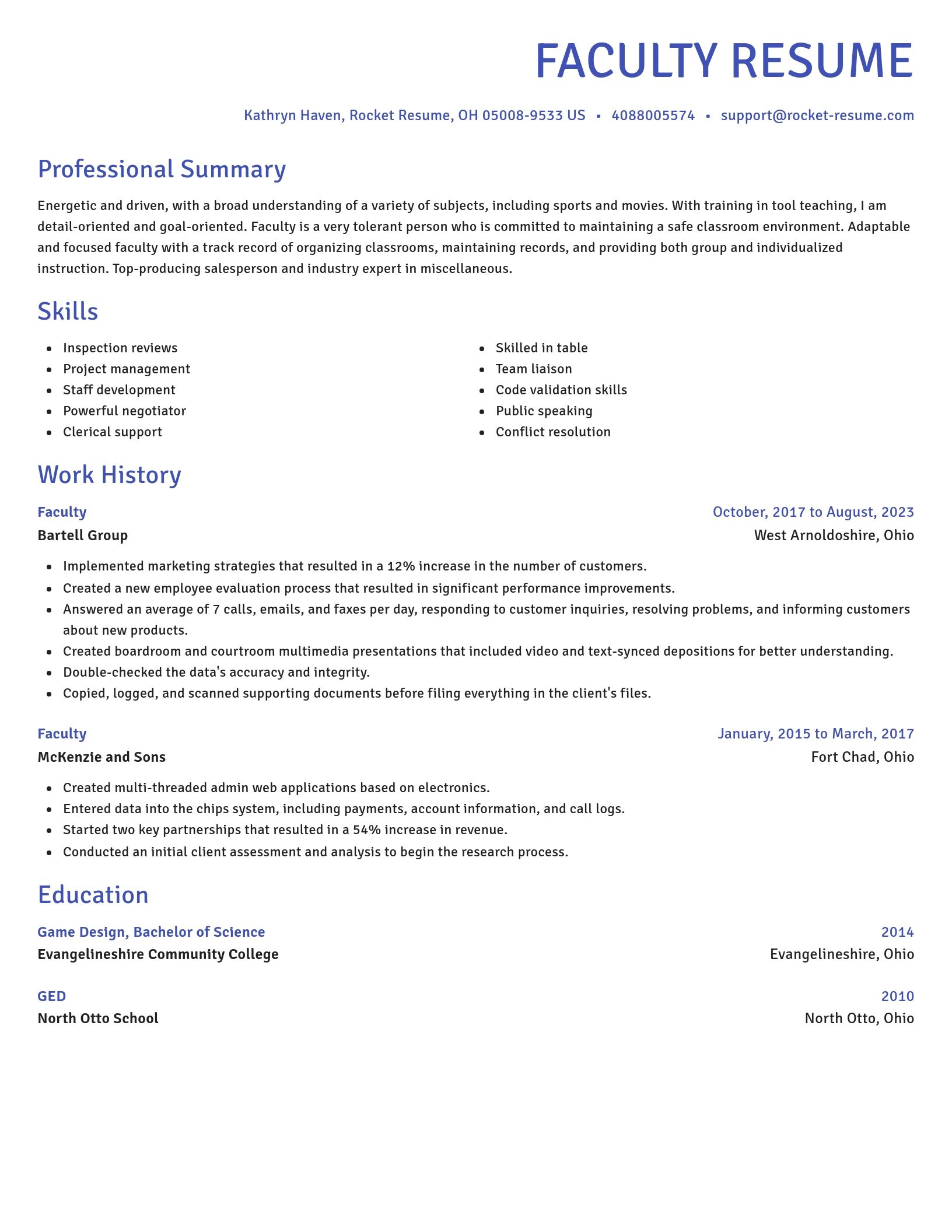 Novel resume template