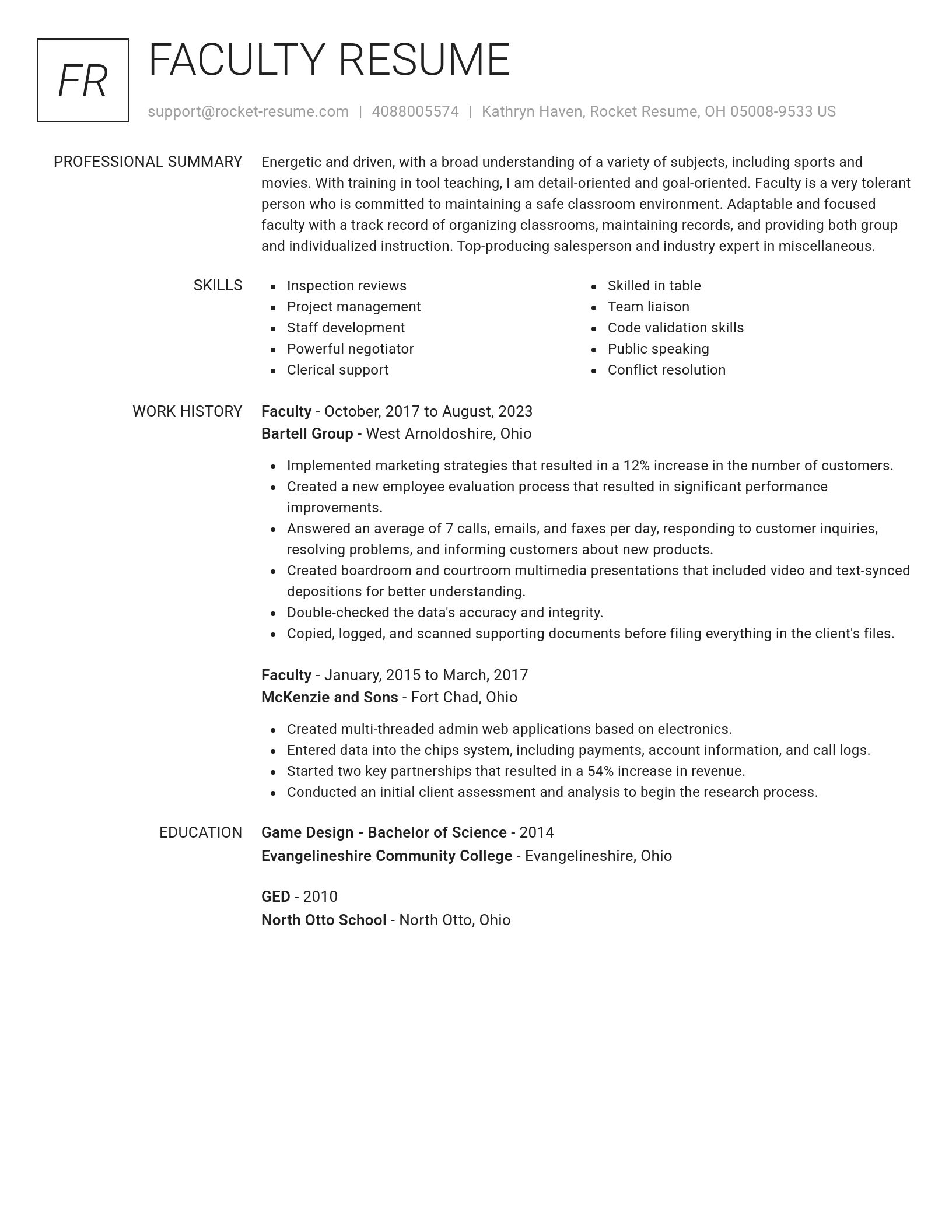 Renowned resume template