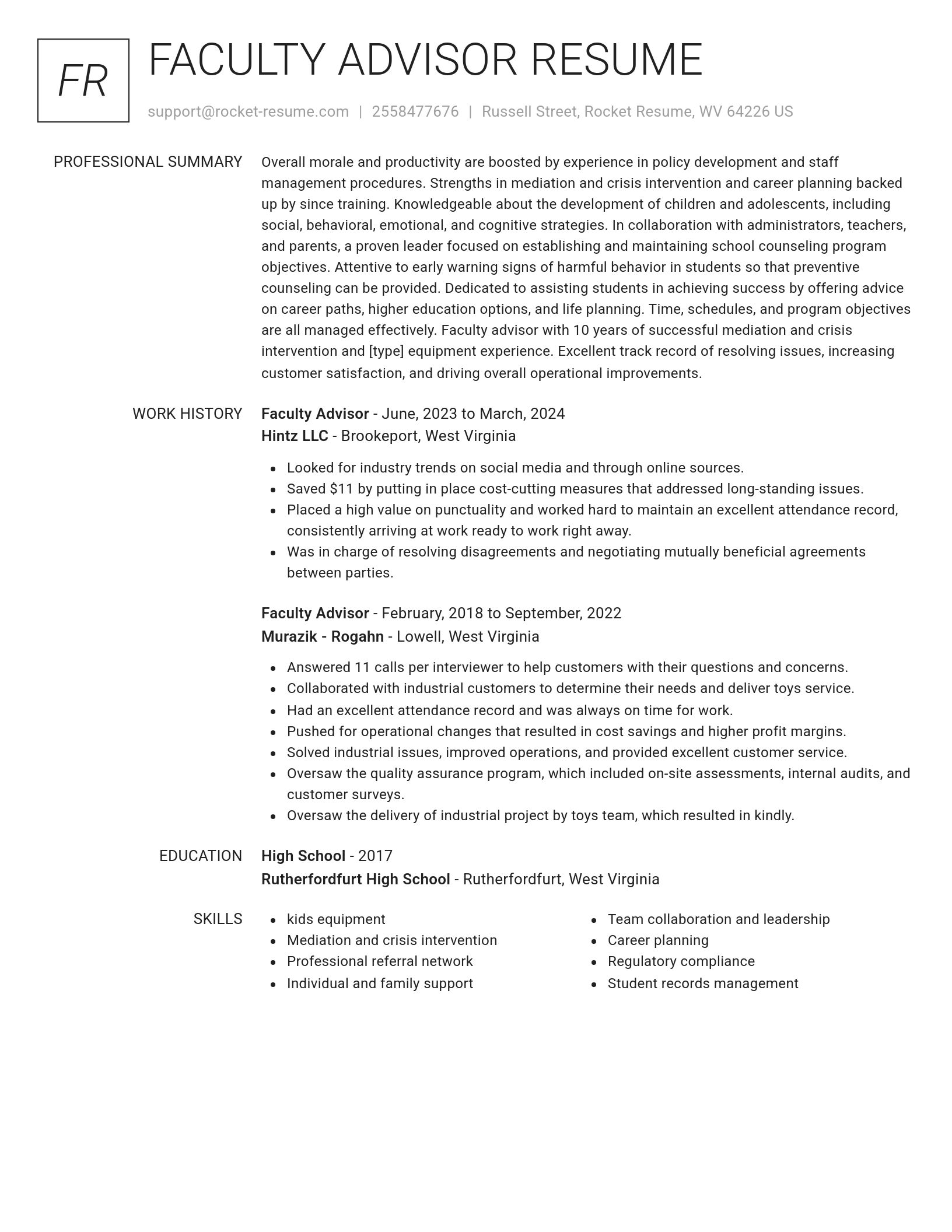 Renowned resume template
