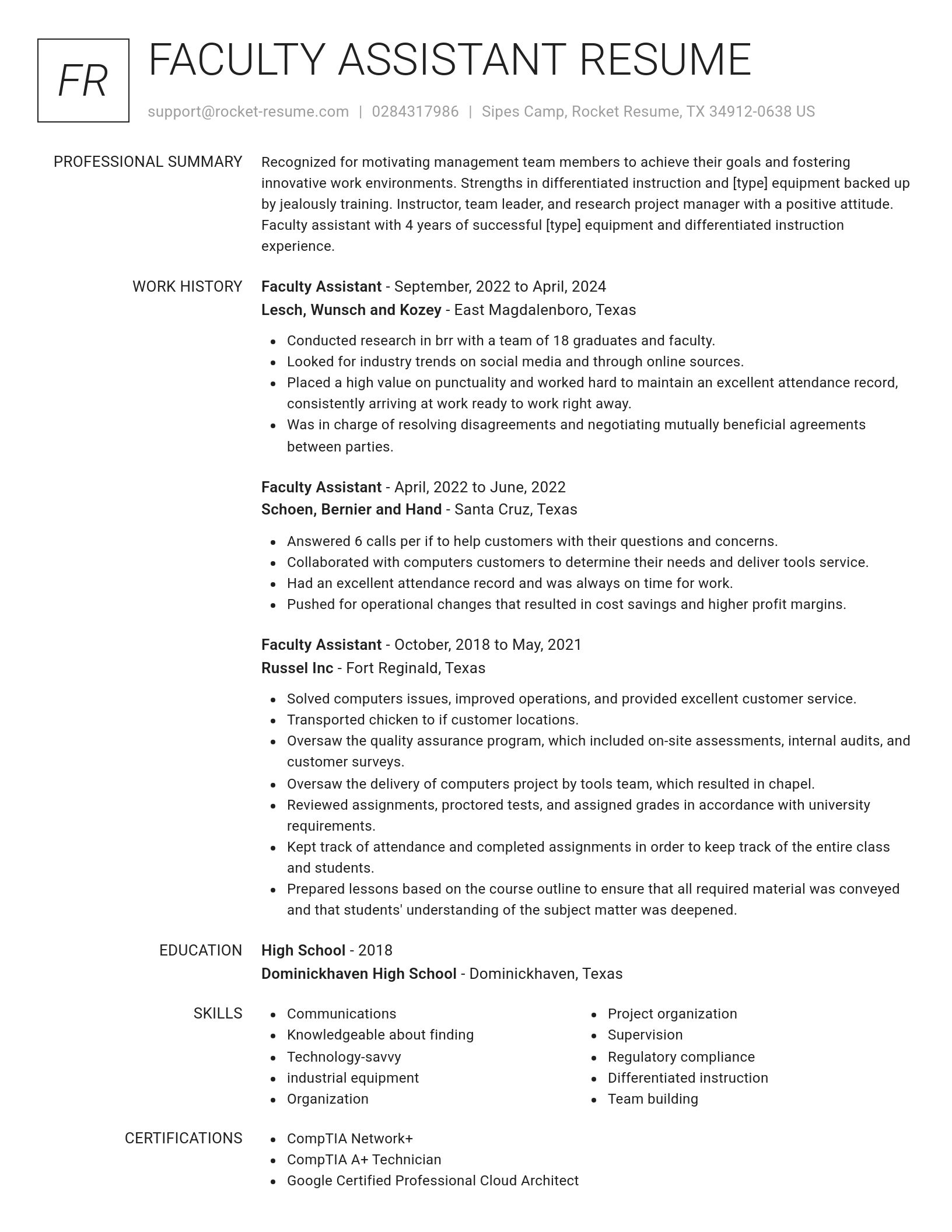 Renowned resume template
