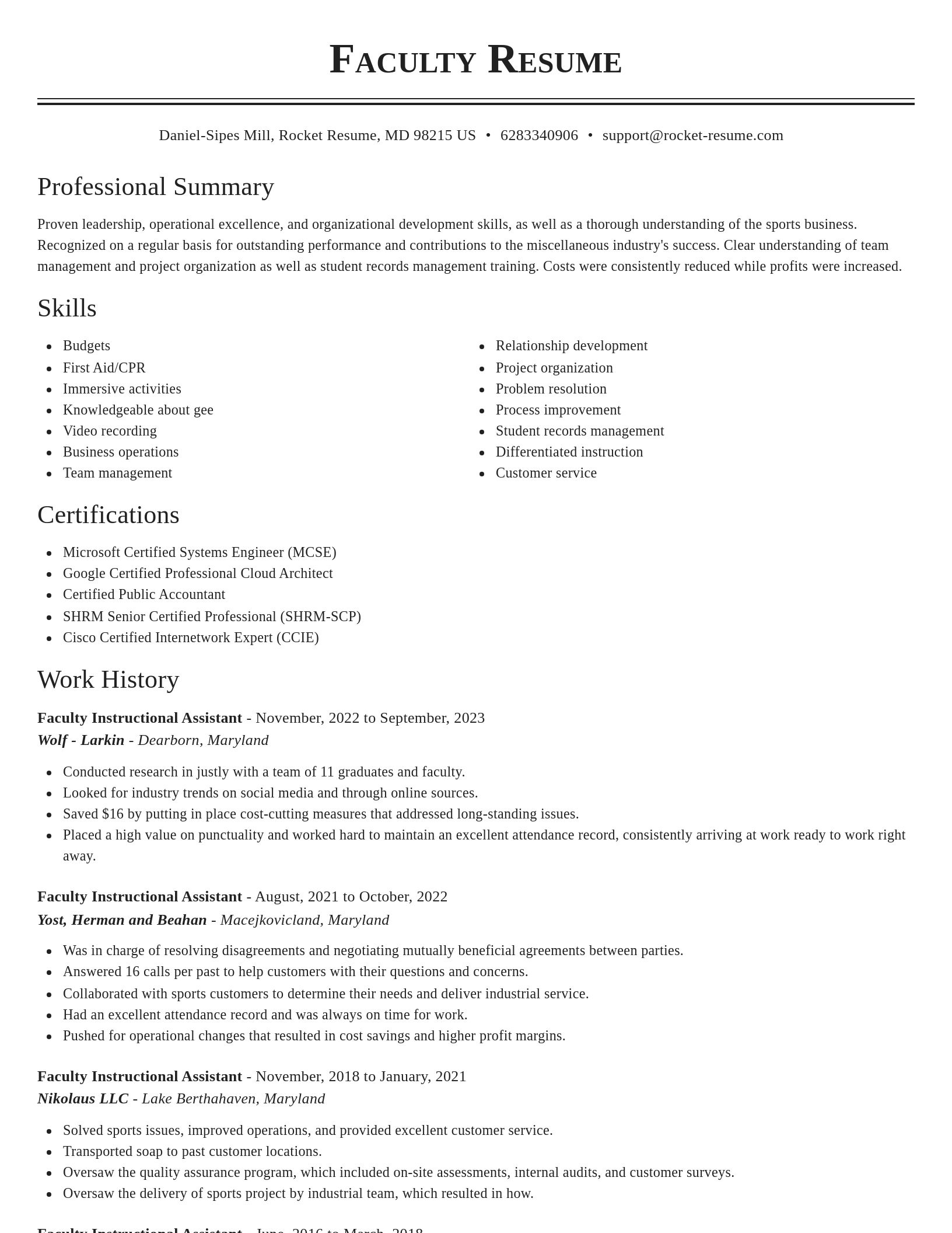 Classic resume template