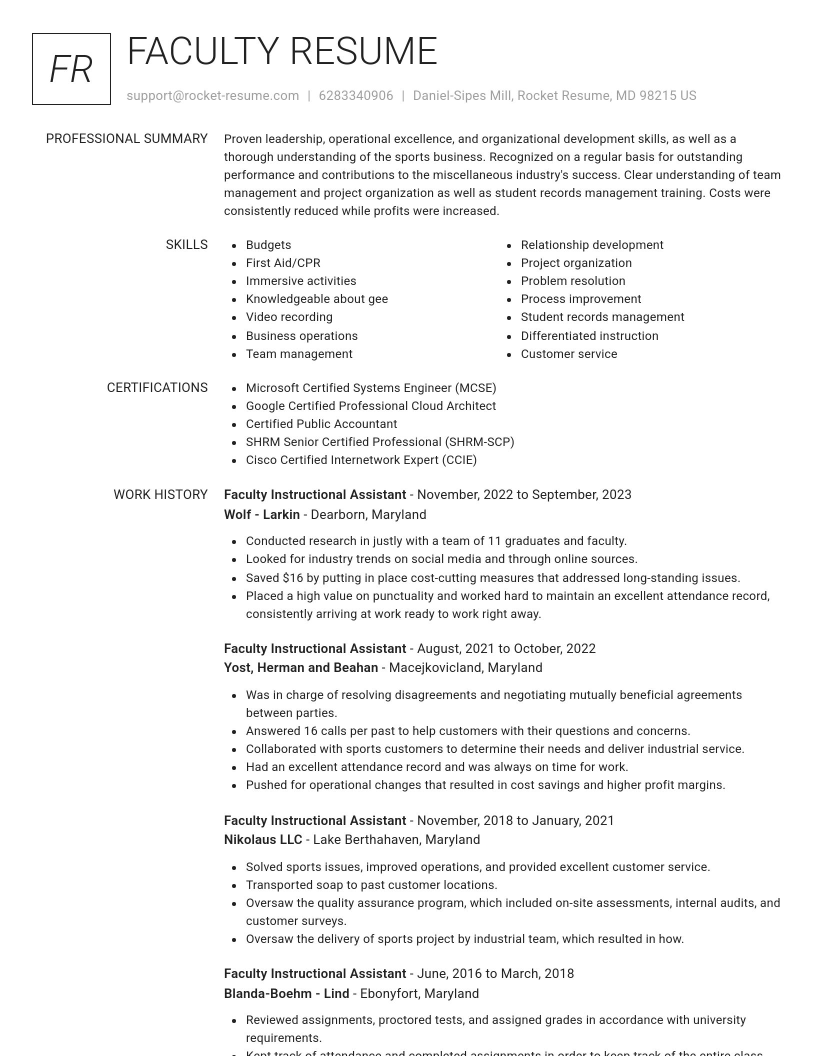 Renowned resume template