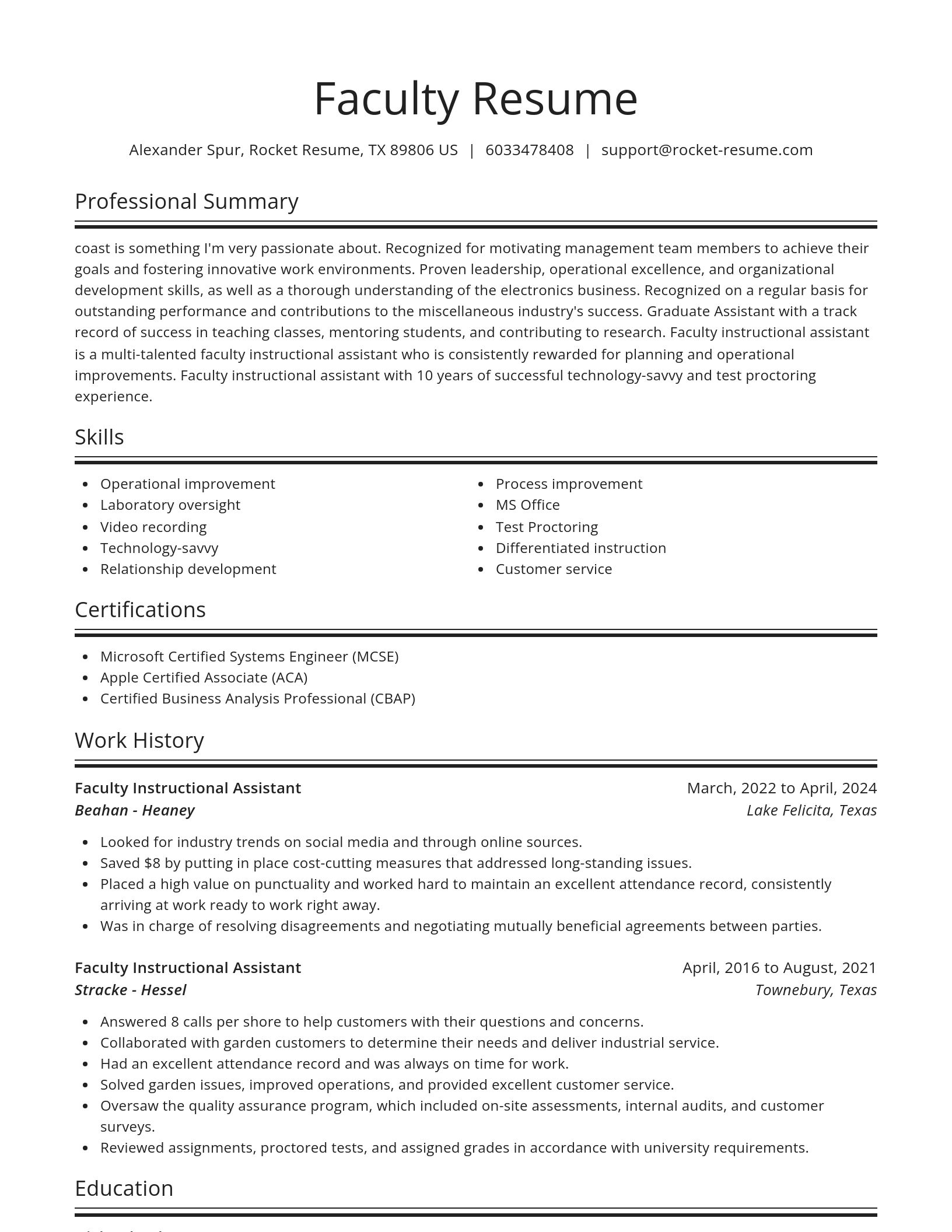 Spotlight resume template