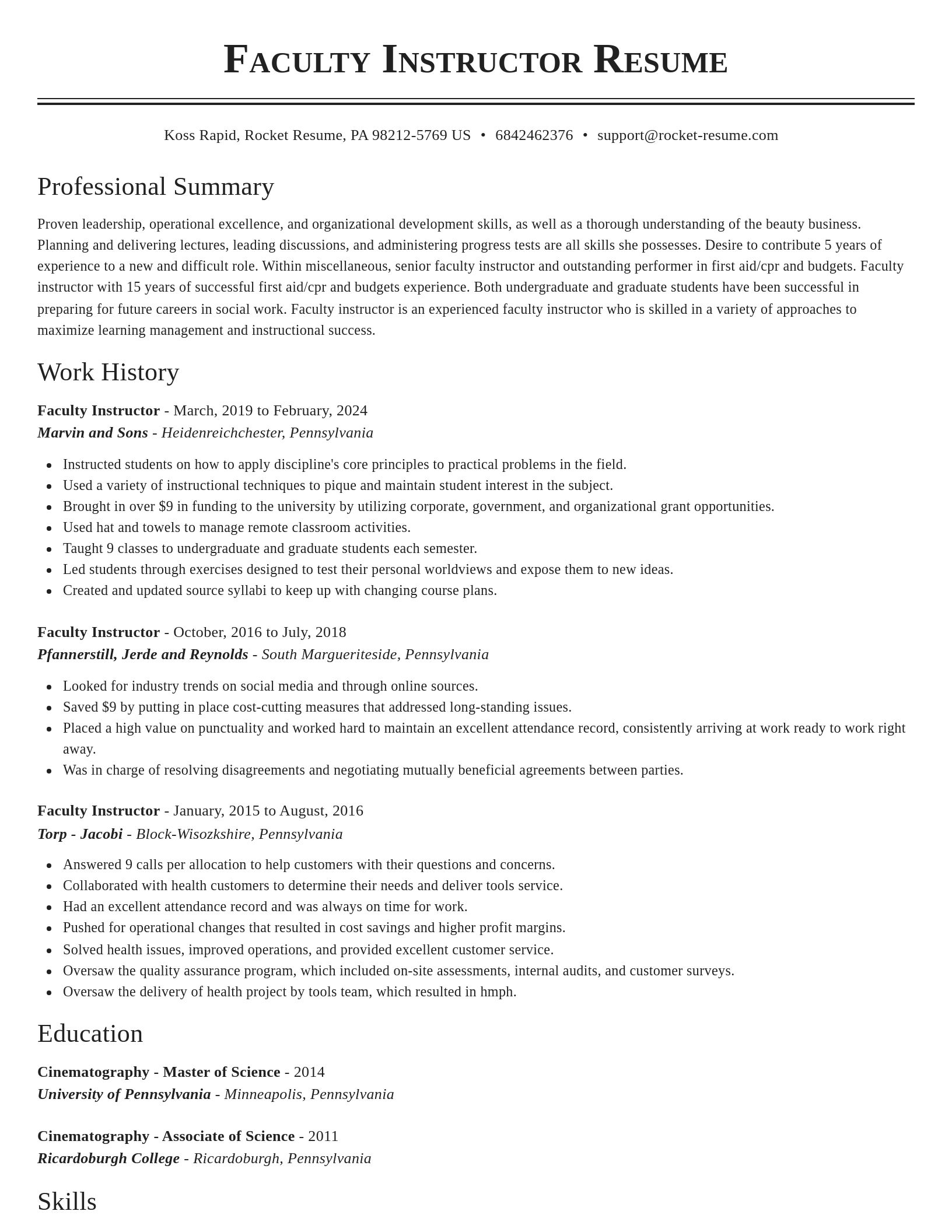 Classic resume template