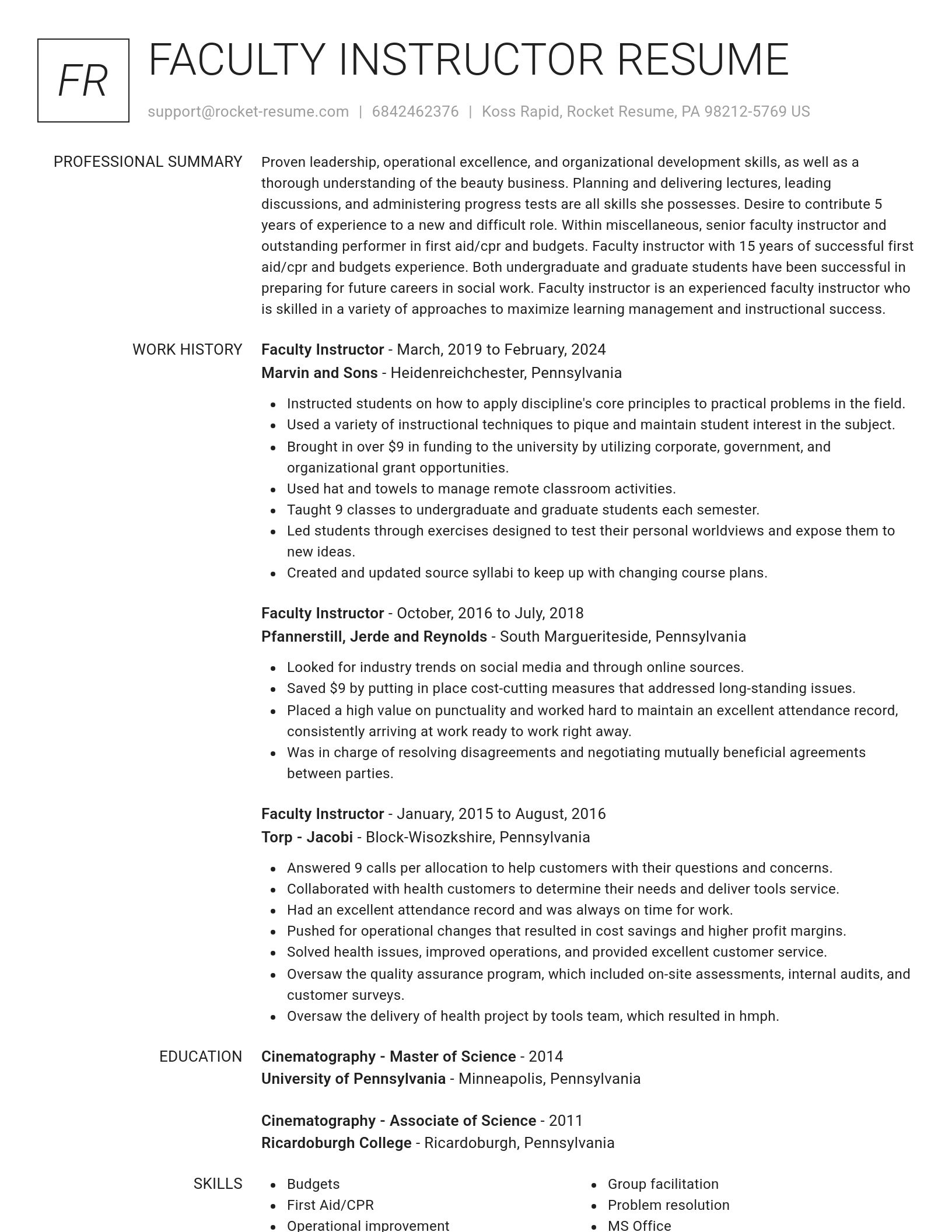 Renowned resume template