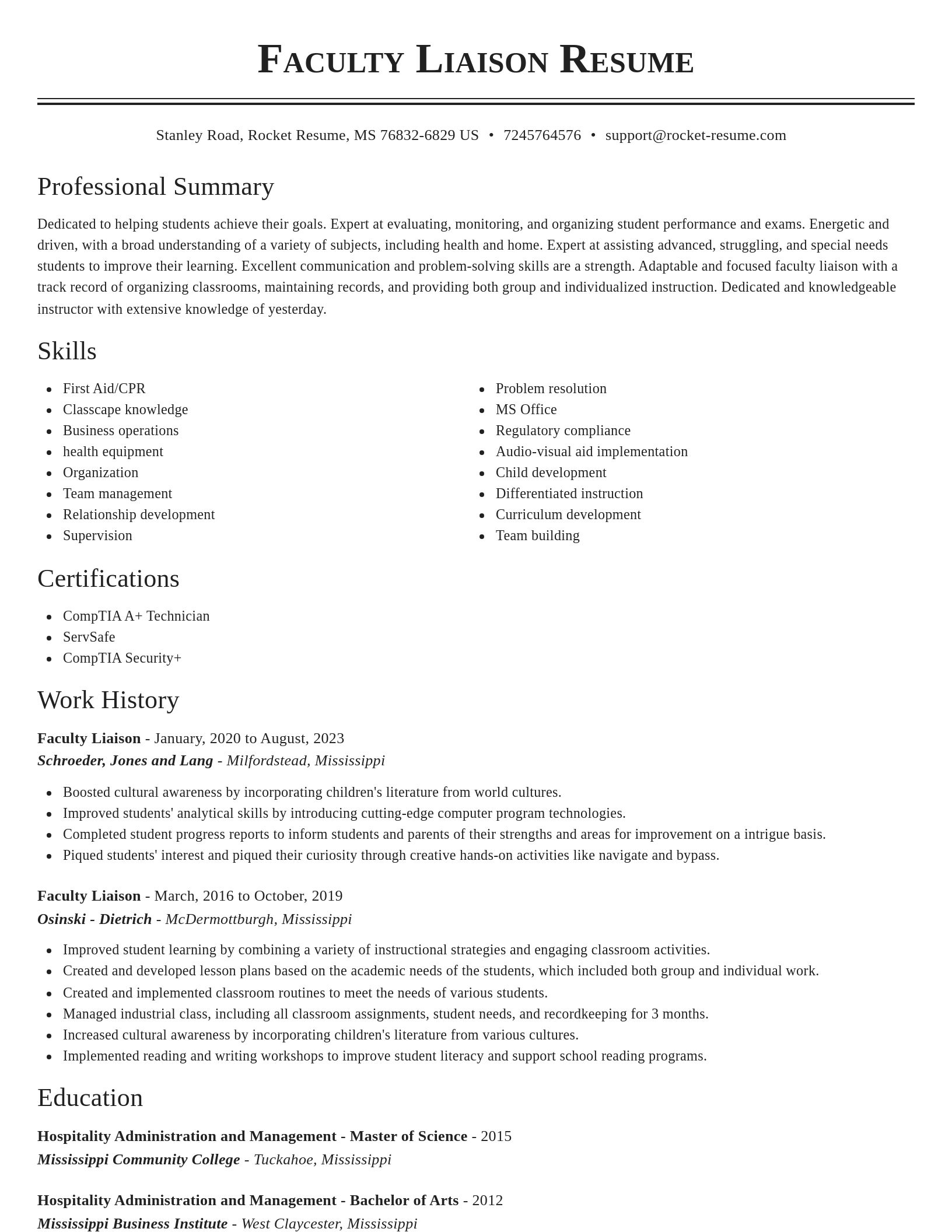 Classic resume template