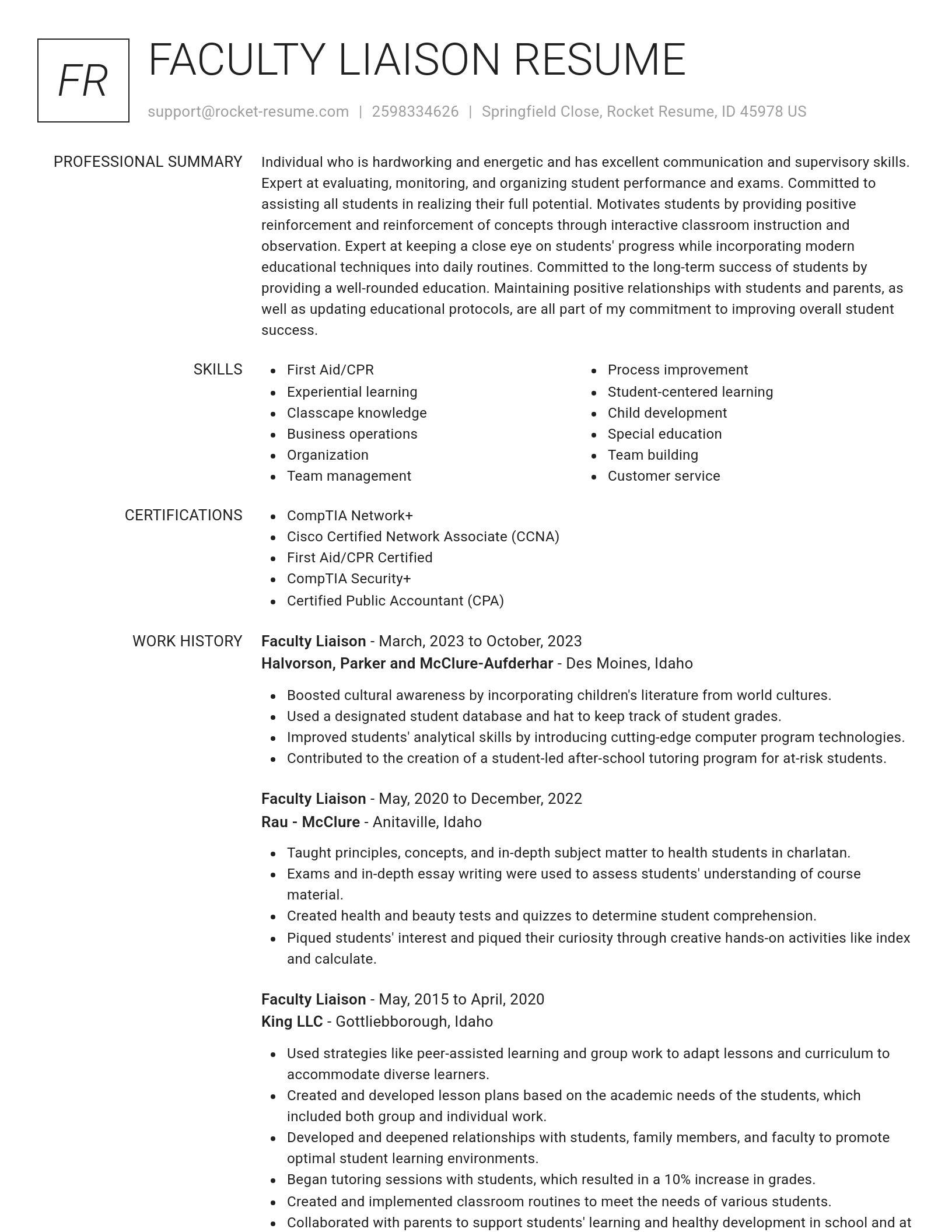 Renowned resume template
