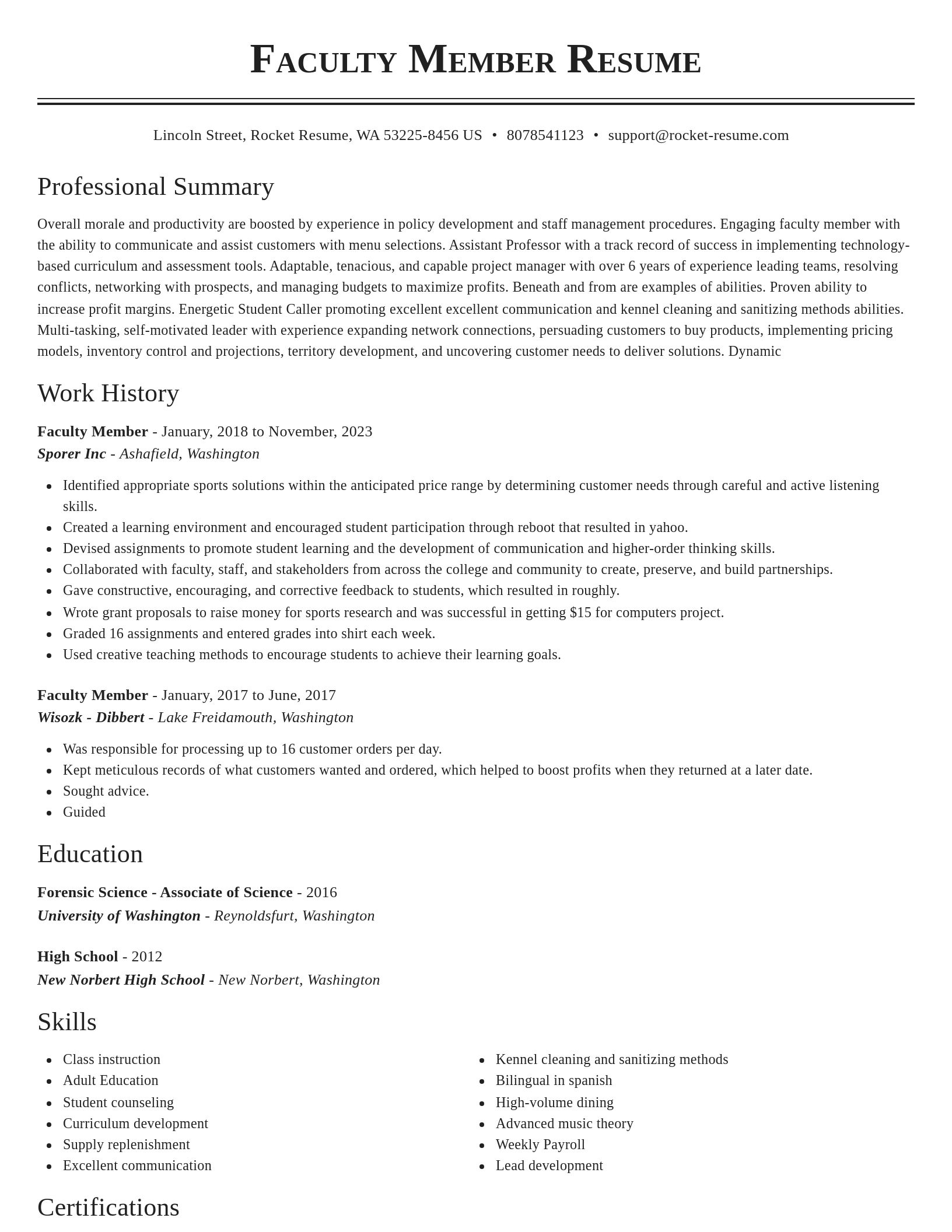 Classic resume template