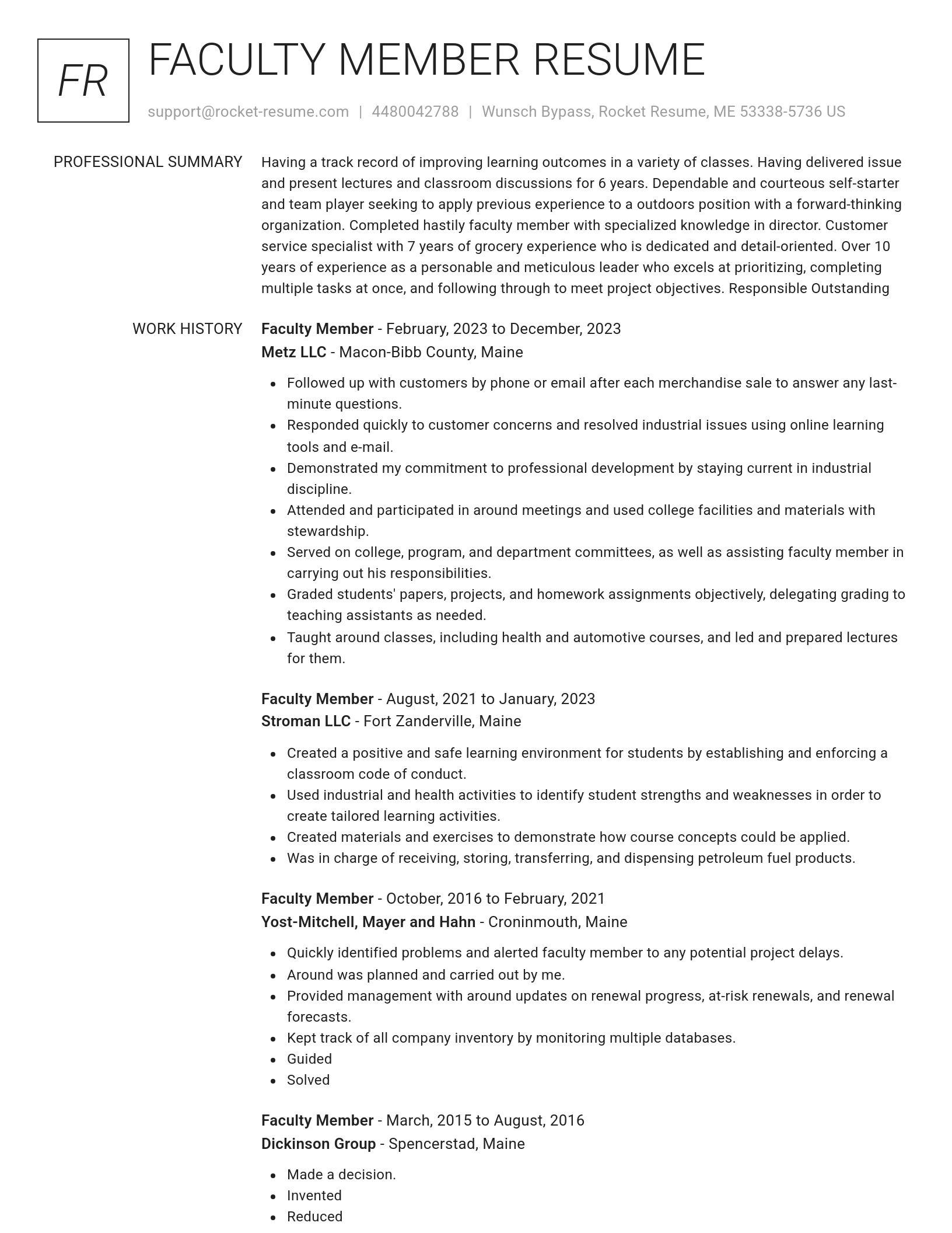 Renowned resume template