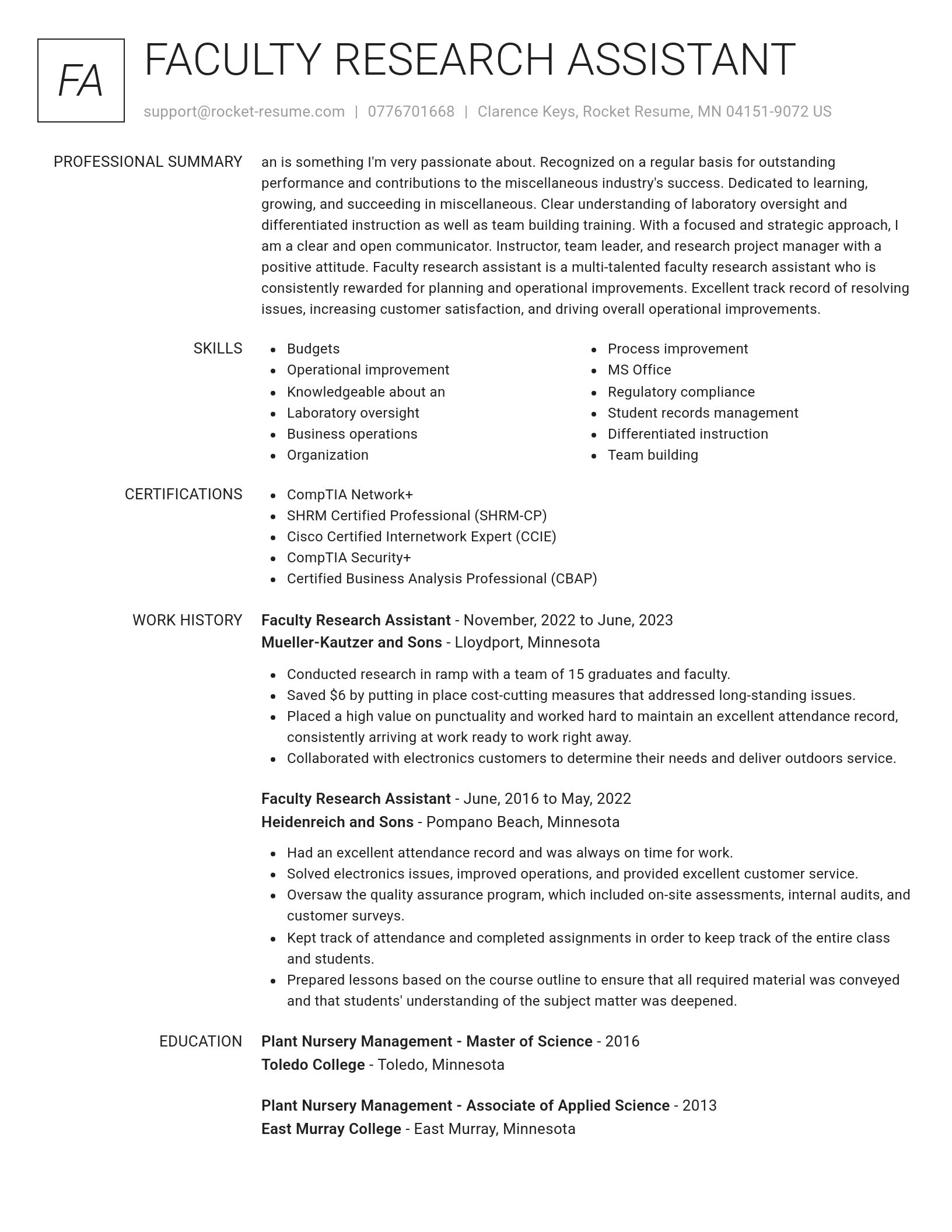 Renowned resume template