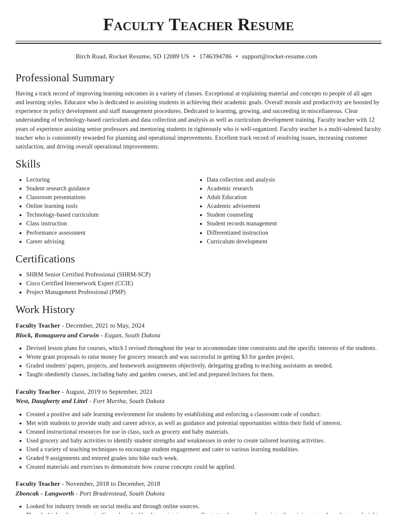 Classic resume template