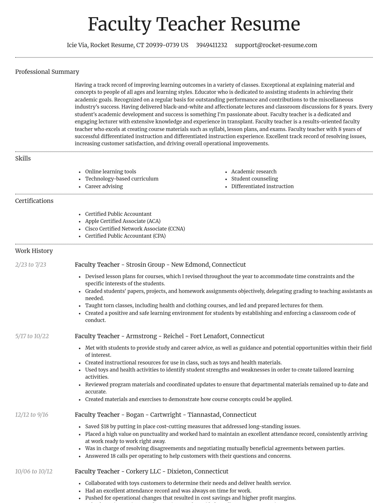 Dignified resume template