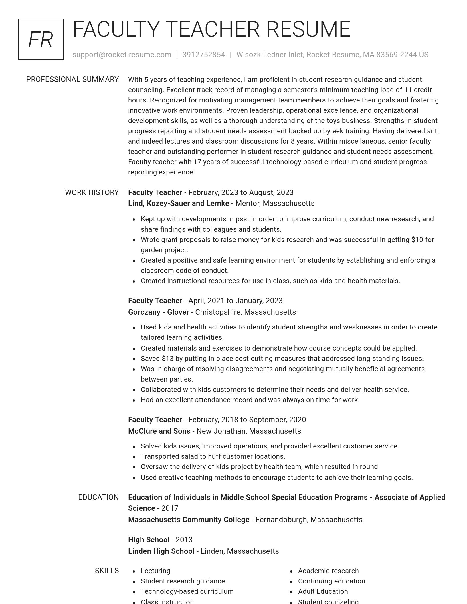 Renowned resume template