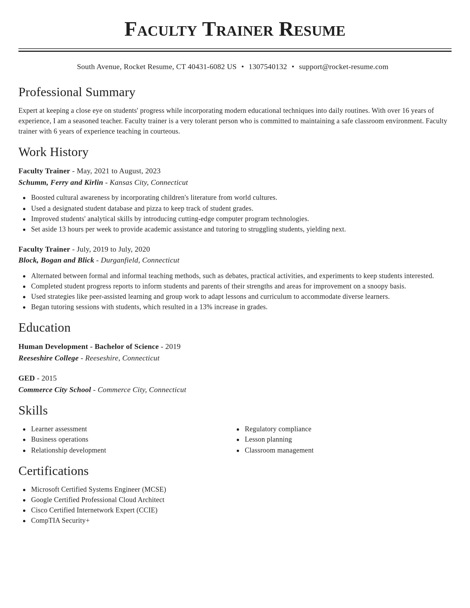 Classic resume template
