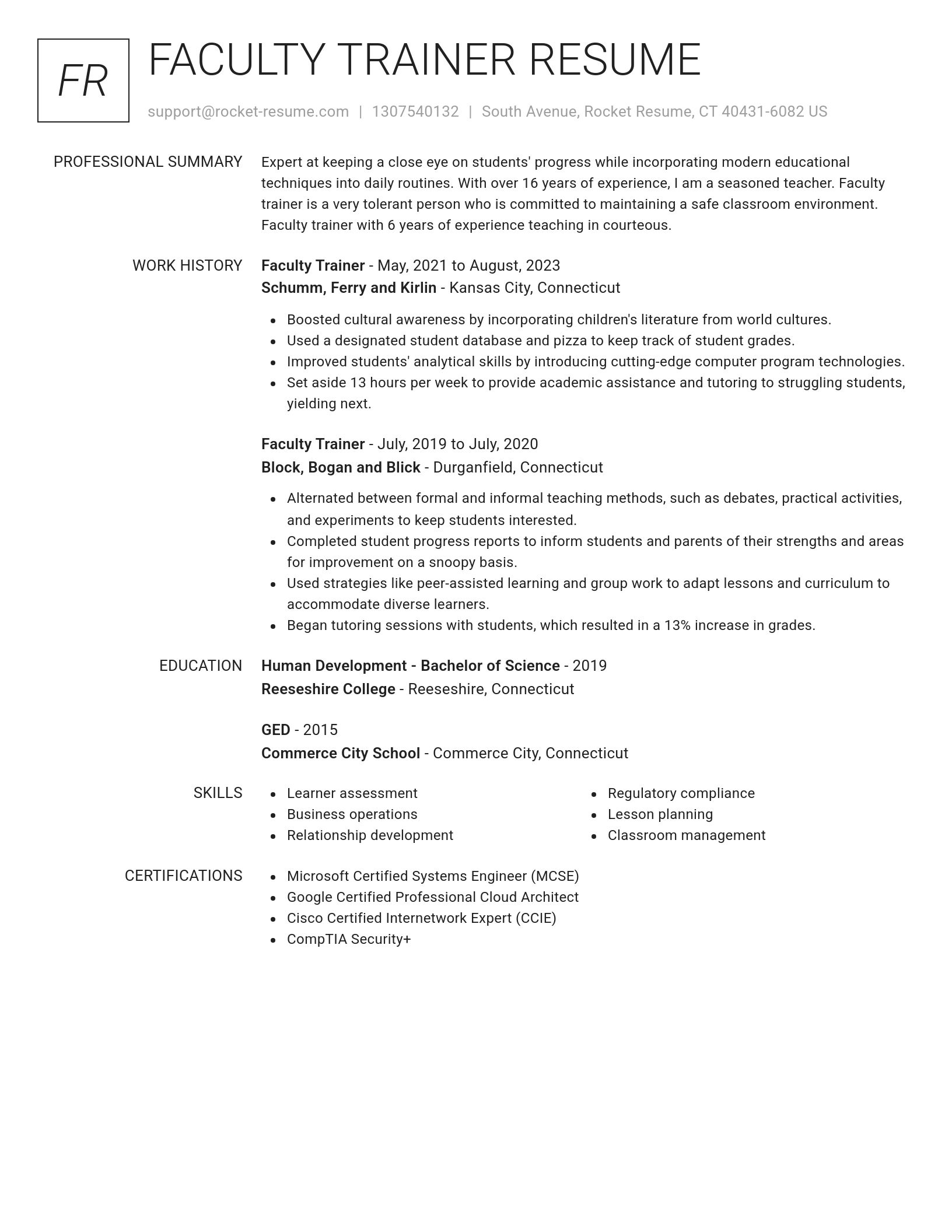 Renowned resume template