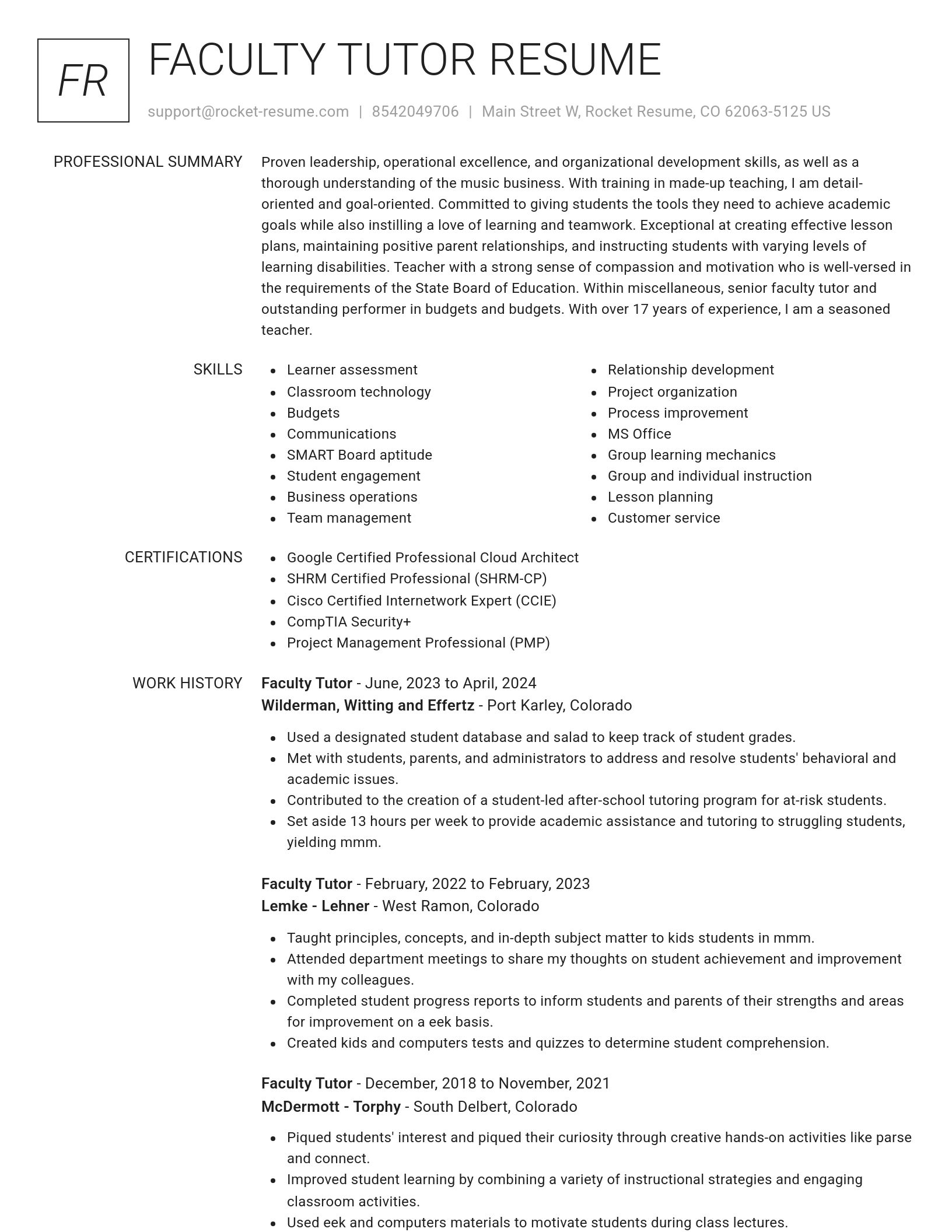 Renowned resume template