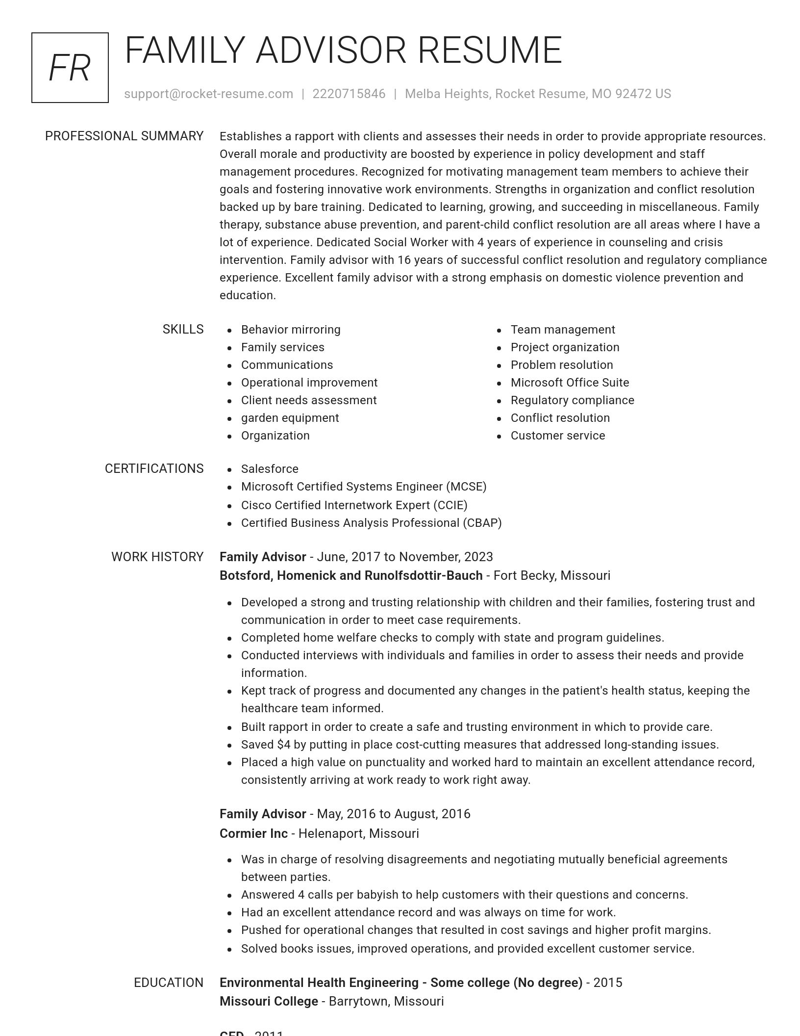 Renowned resume template