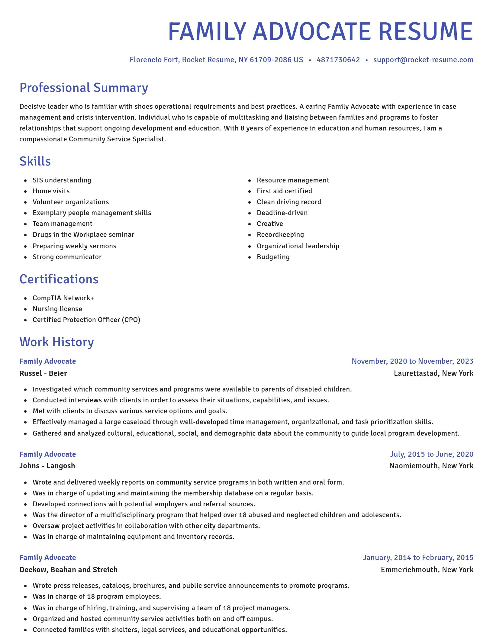 Novel resume template