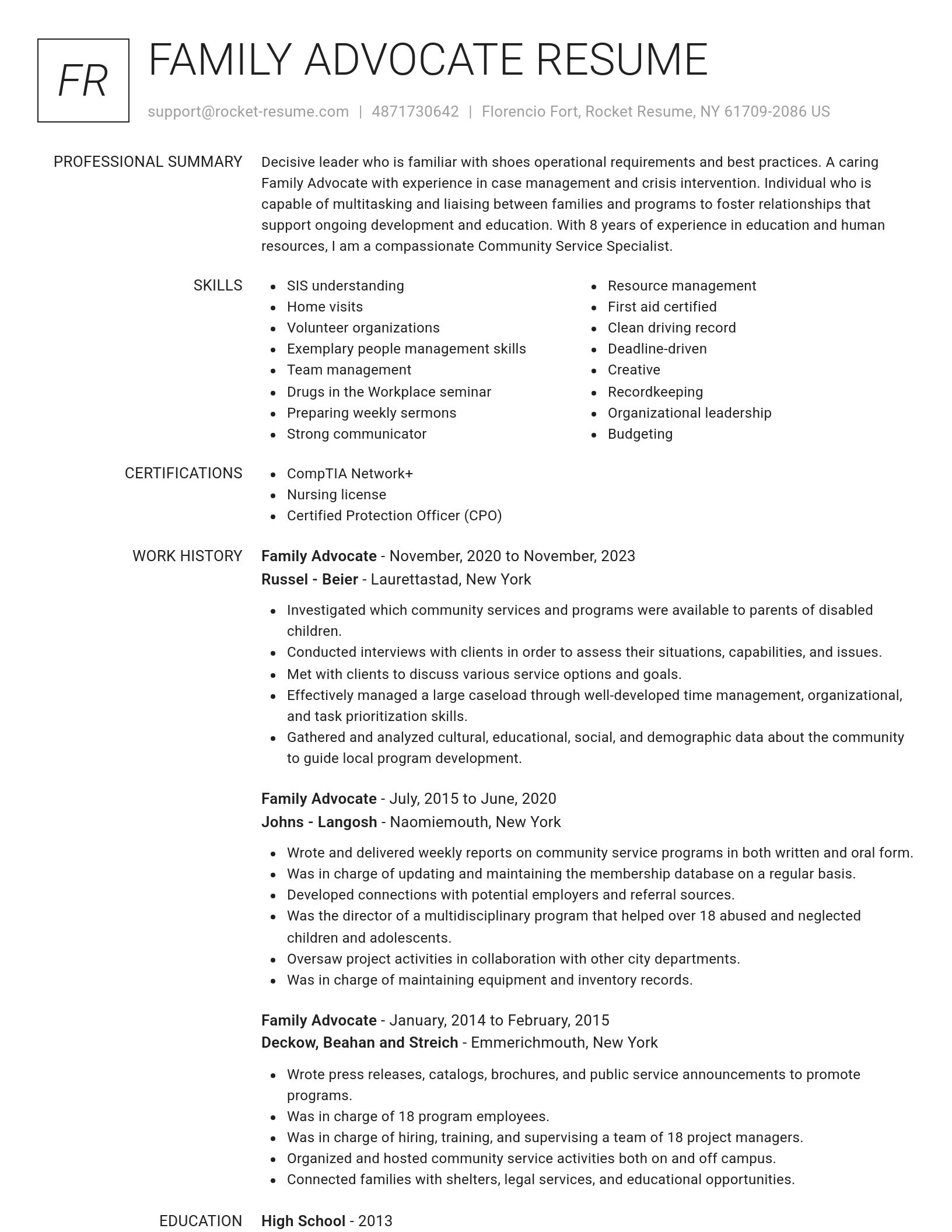 Renowned resume template