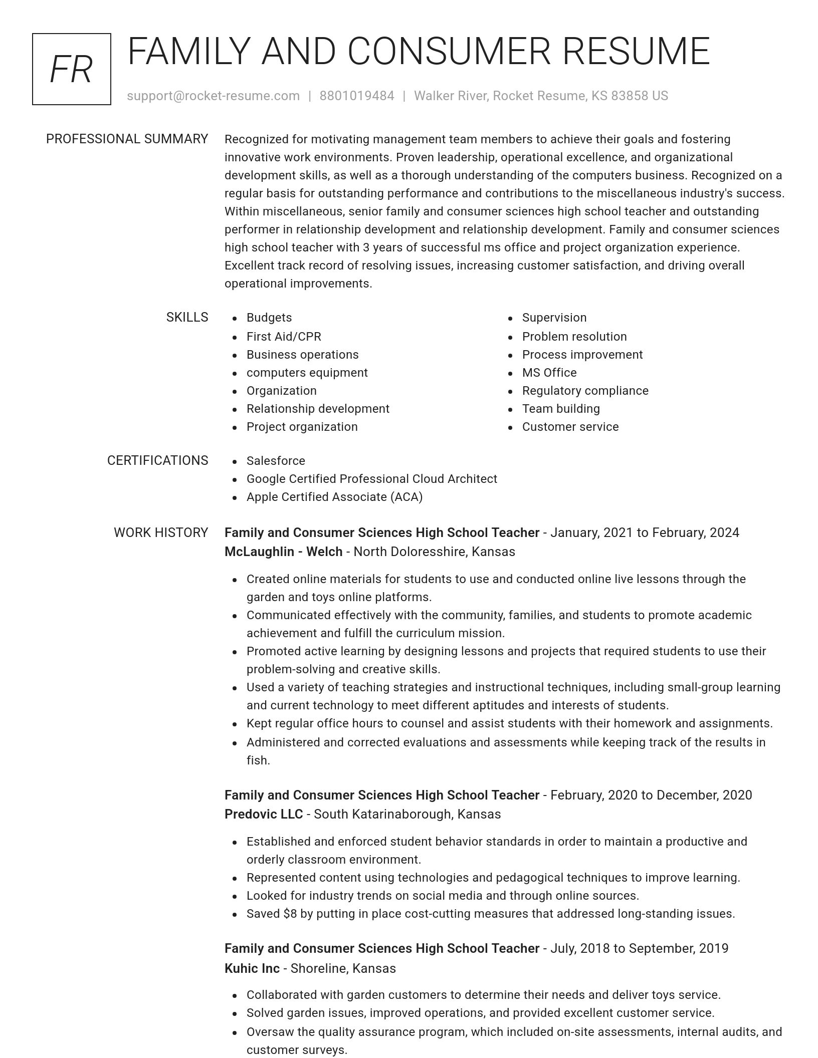 Renowned resume template