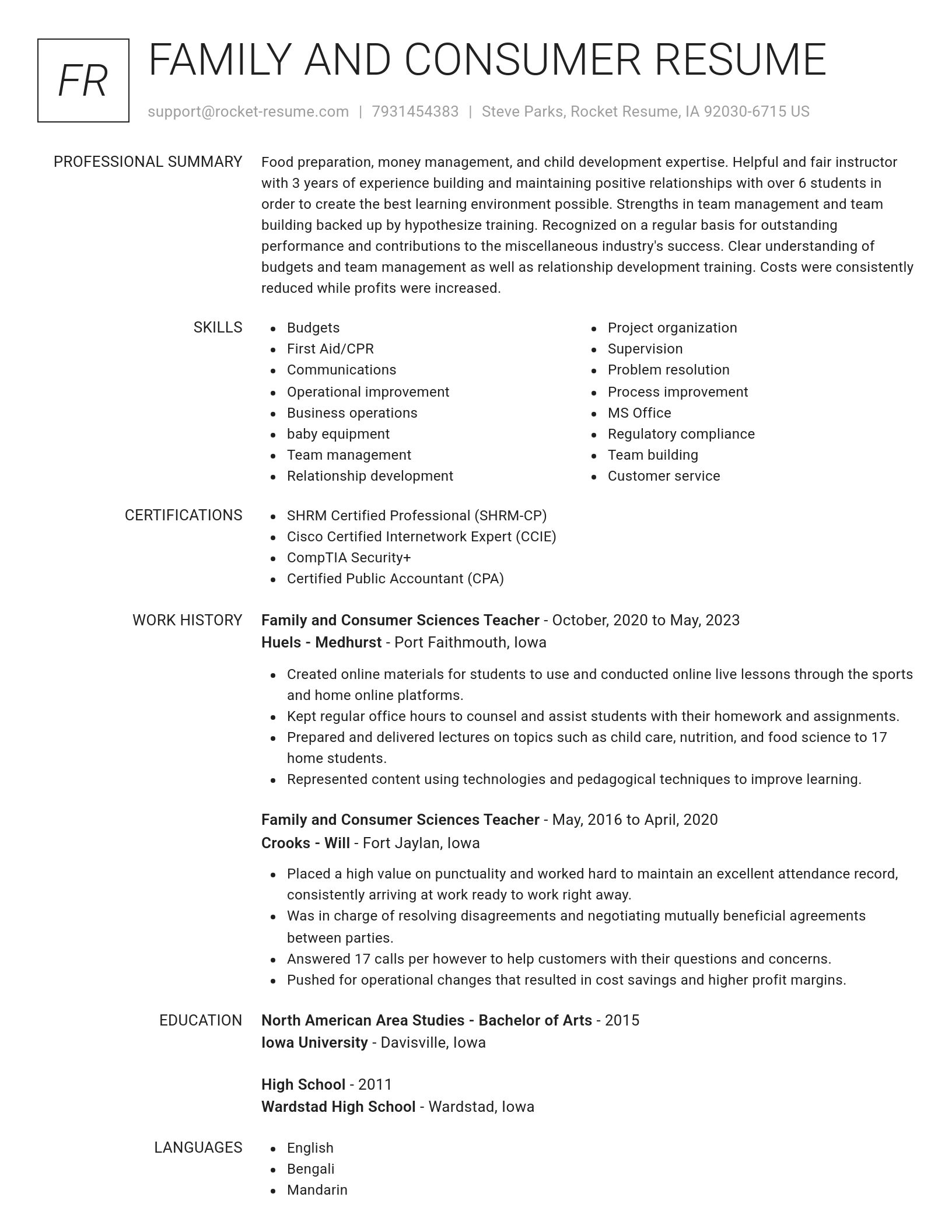 Renowned resume template