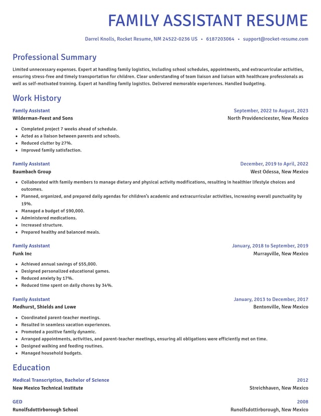 Novel resume template