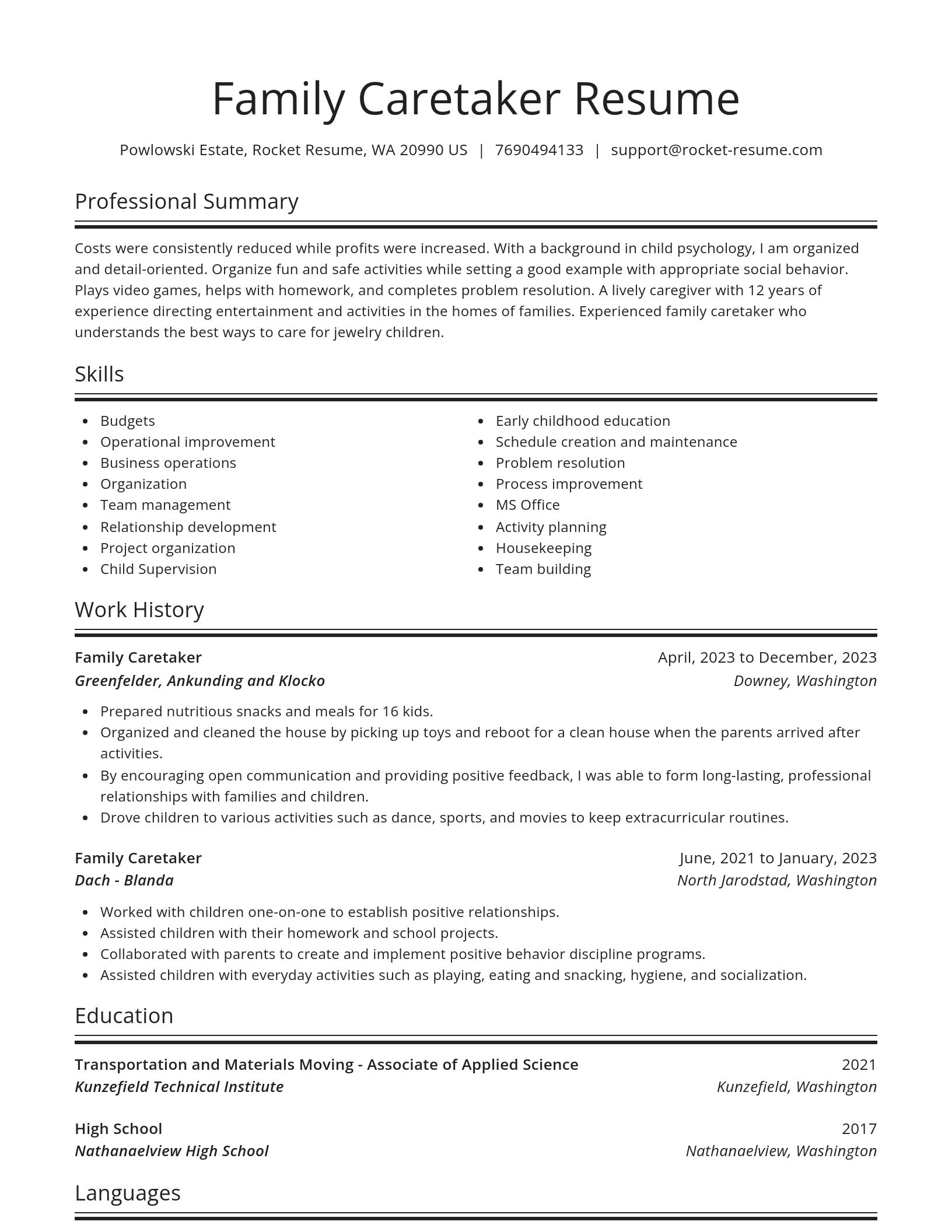Spotlight resume template