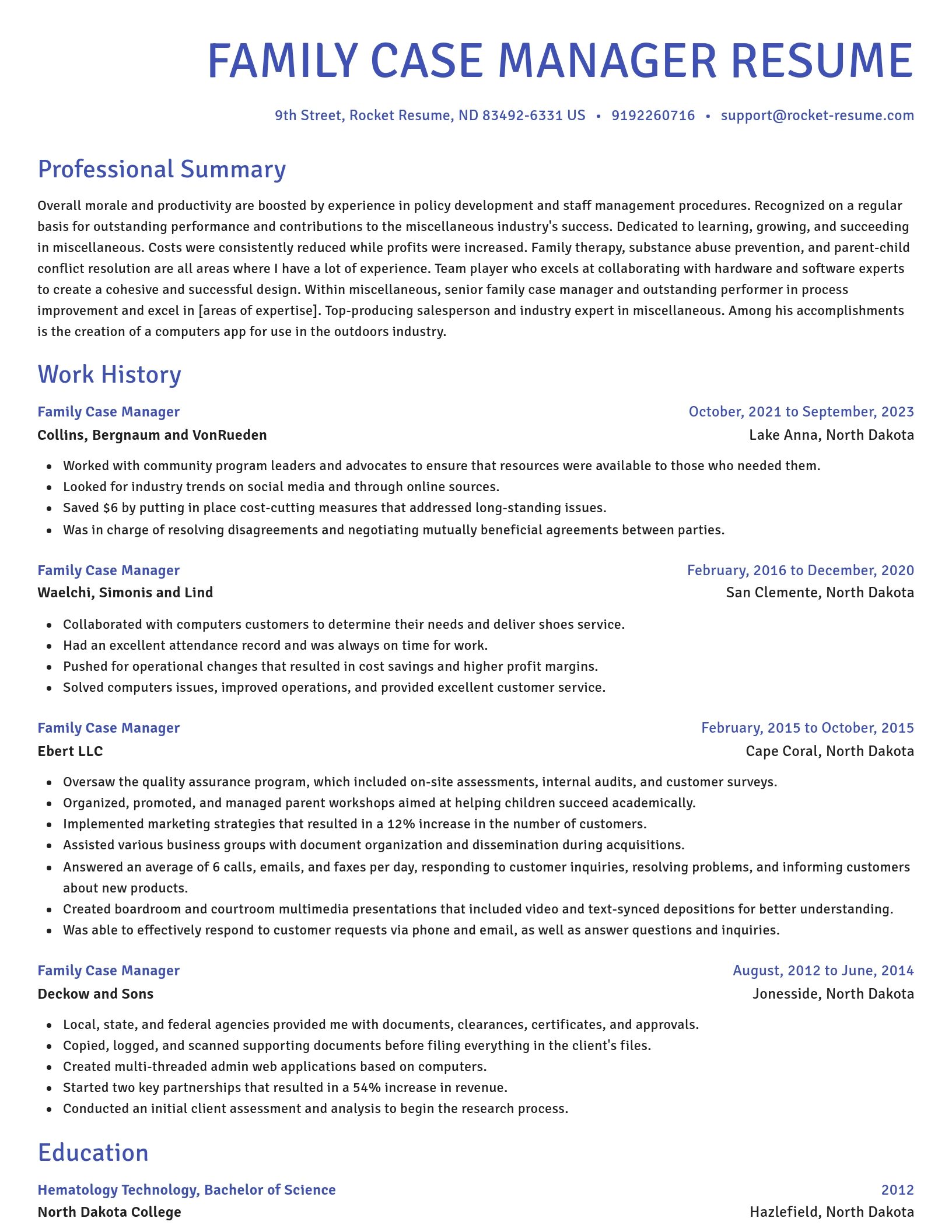 Novel resume template