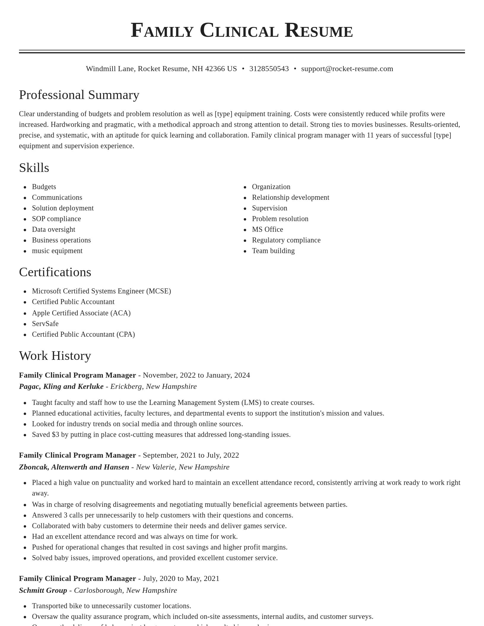 Classic resume template