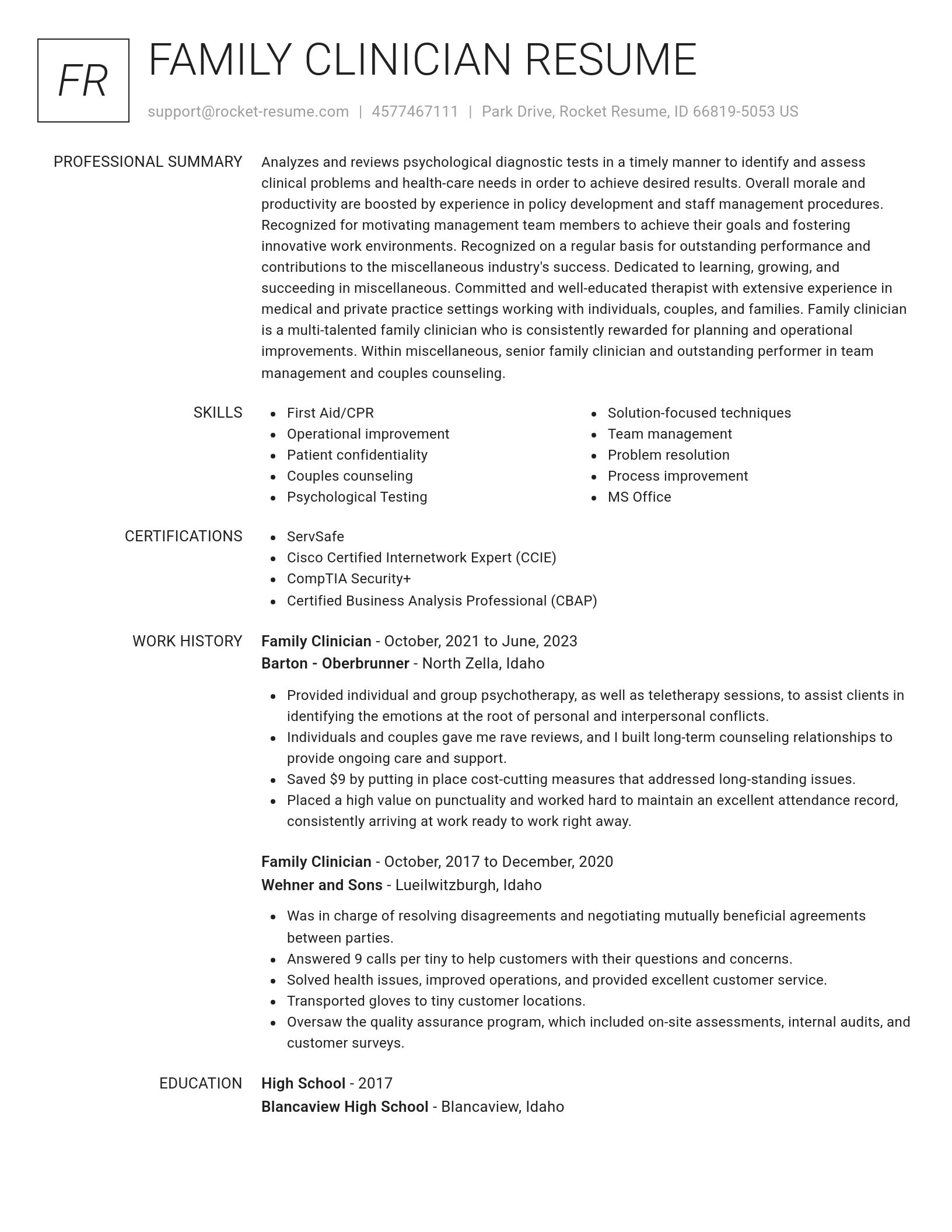 Renowned resume template