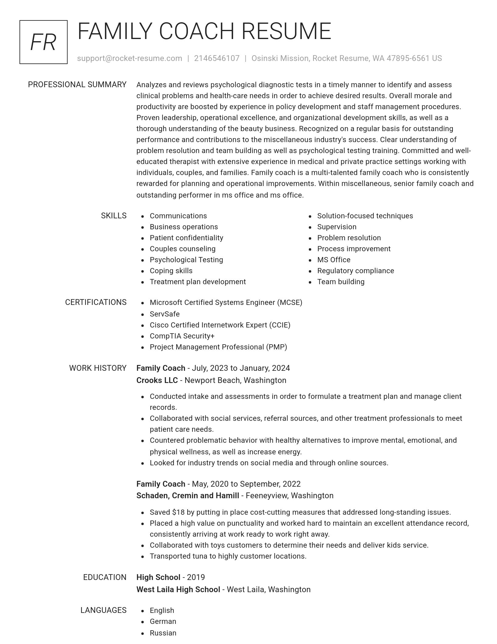 Renowned resume template