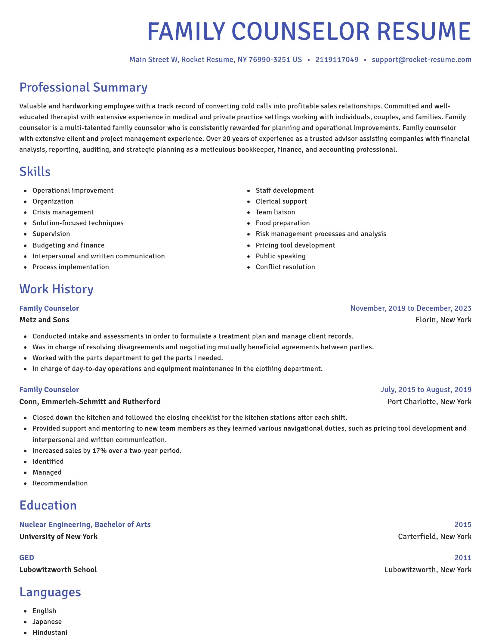 Novel resume template
