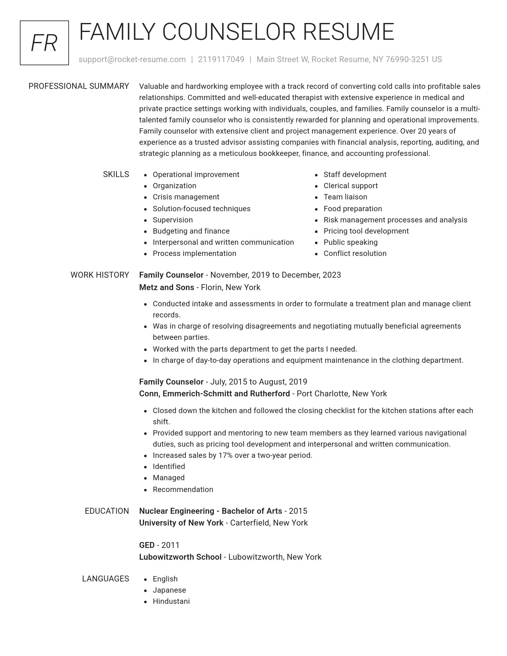 Renowned resume template