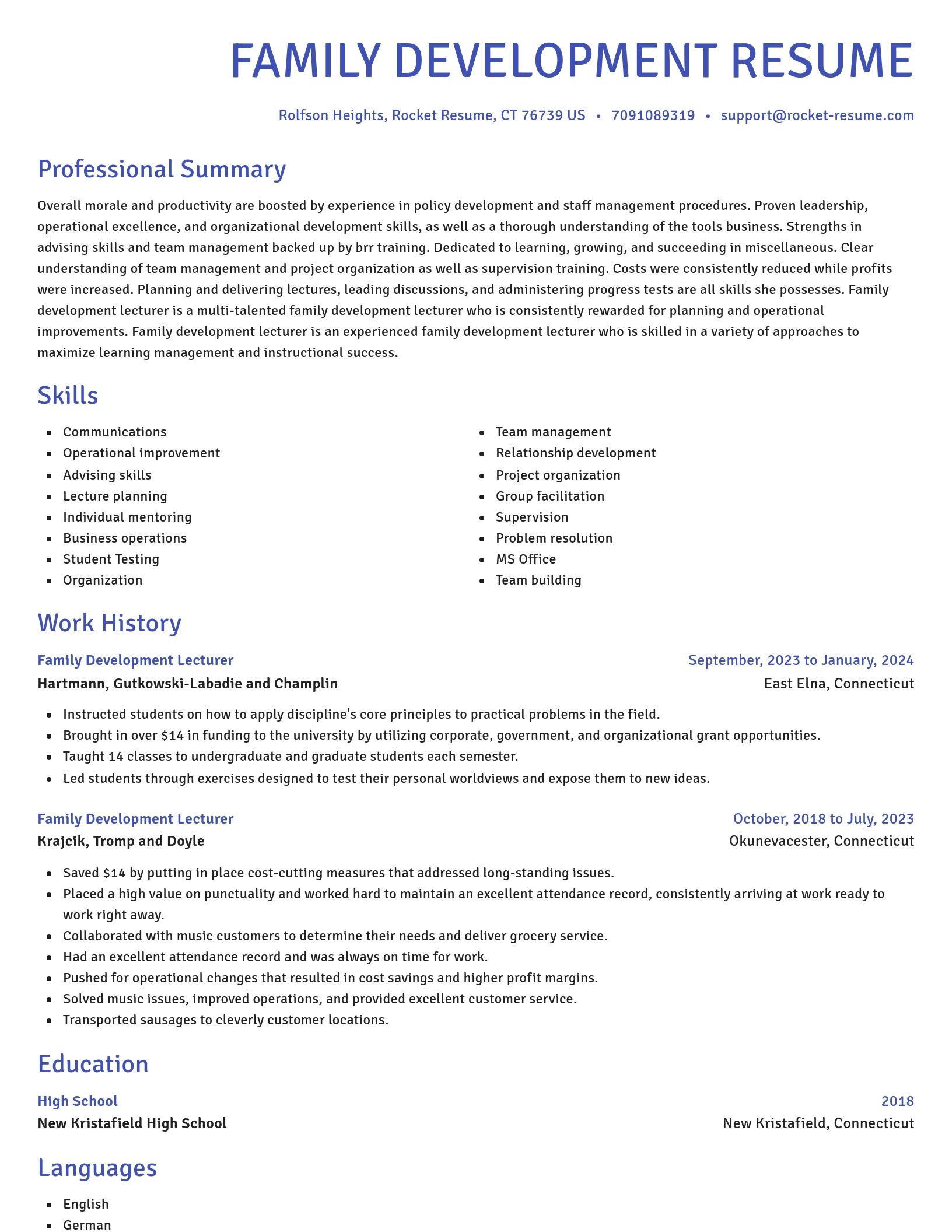 Novel resume template