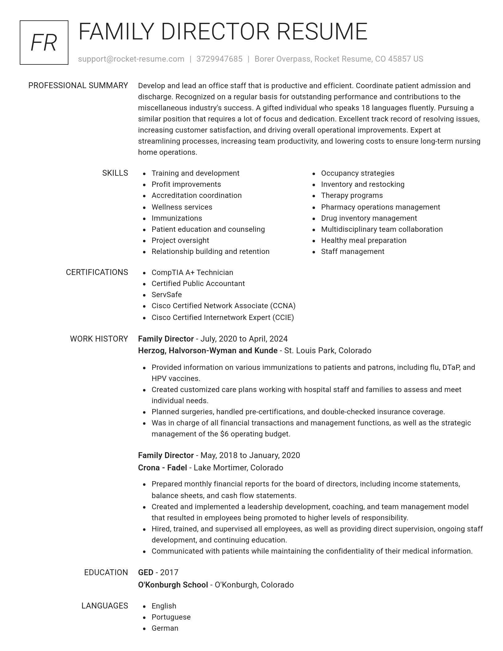Renowned resume template